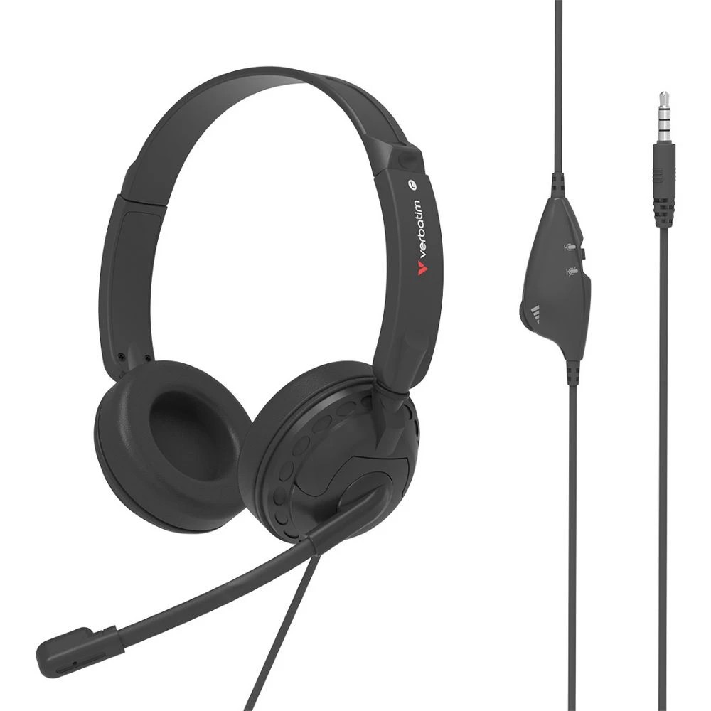 1 Verbatim PureSound Noise-Cancelling Headset Black, 1 of 9