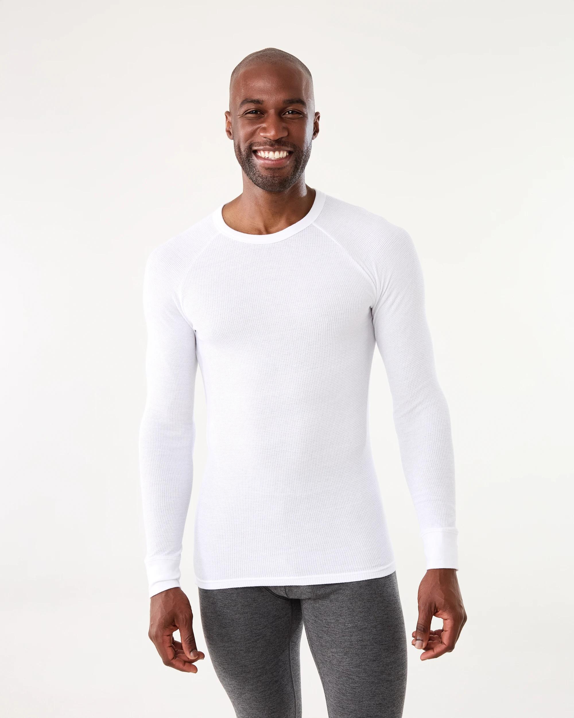 1 Long Sleeve Mini Waffle Thermal Top White, 1 of 4
