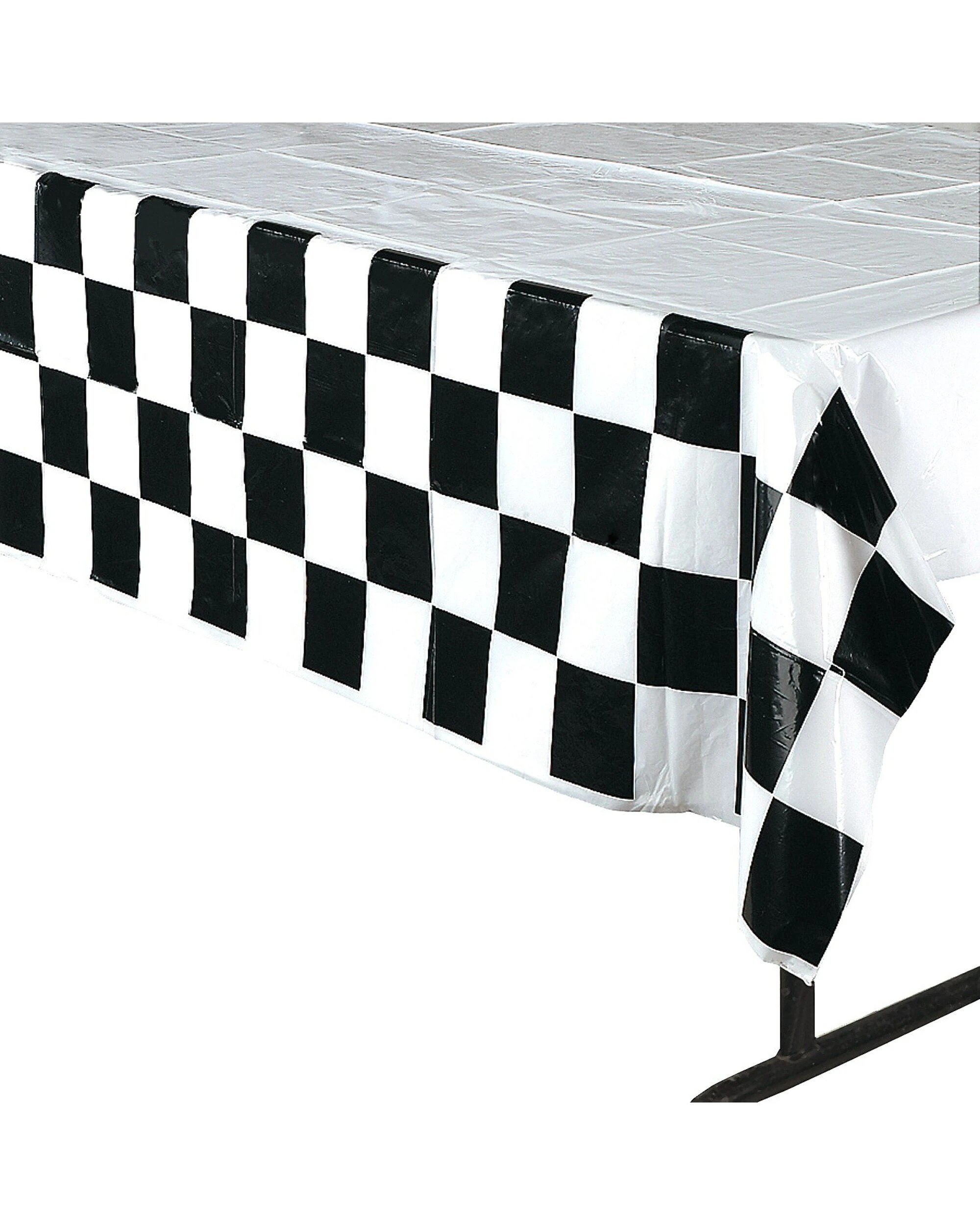 1 Partyrama Black and White Chequered Plastic Tablecloth, 1 of 1