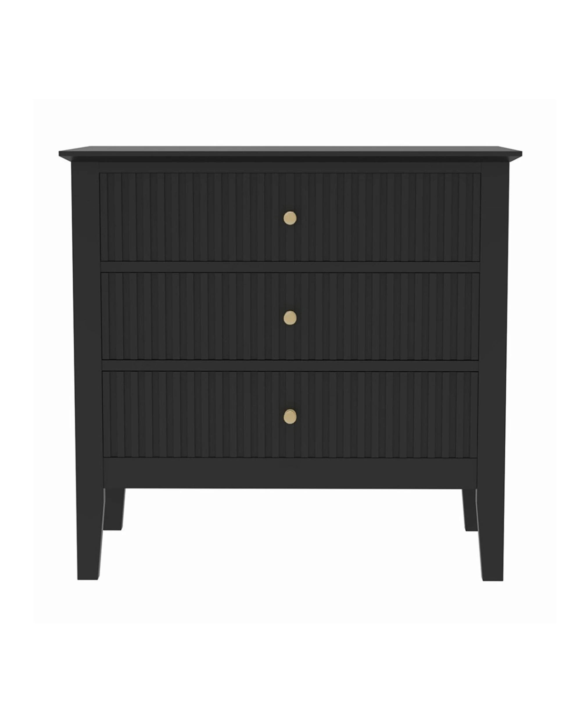 5 Alpine Bay Zara Fluted WIDE Bedside Table 3 Drawer W65cm - Black, 5 of 7