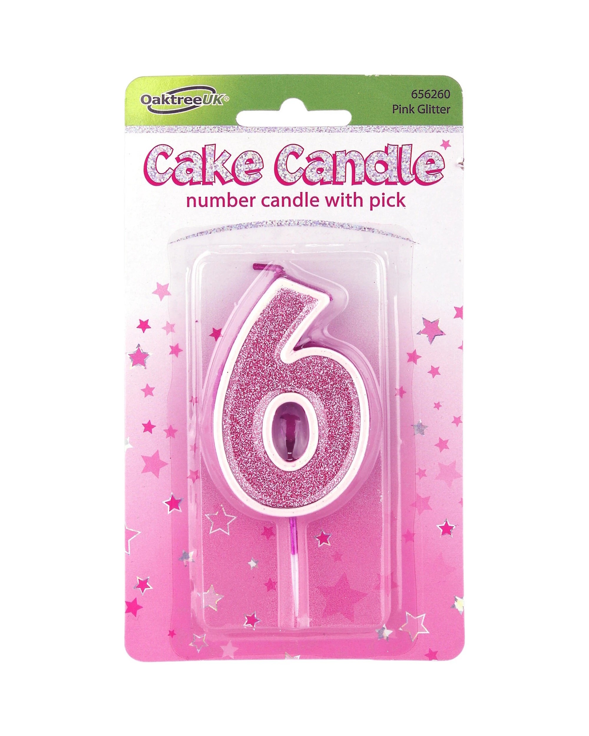 1 Alpen Sparkling Fizz Number 6 Candle - Pink, 1 of 1