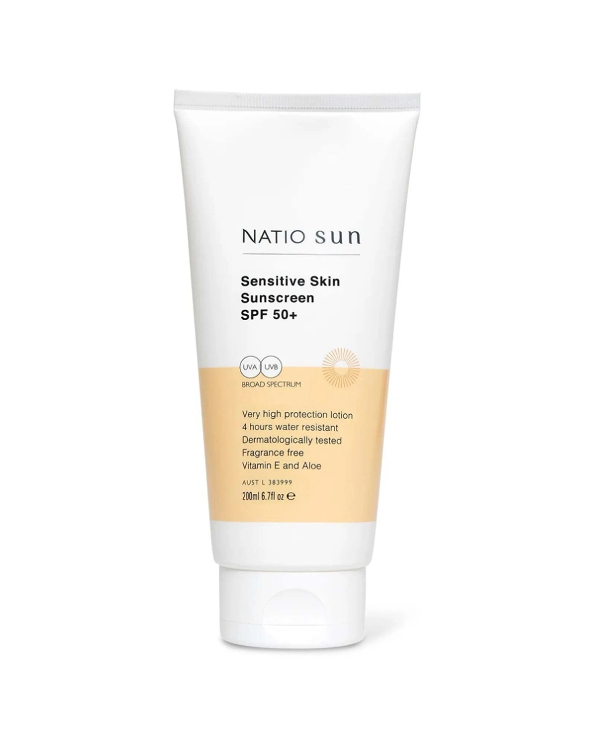 1 Natio Sensitive Skin Sunscreen SPF50+ With Vitamin E & Aloe 200ml - Plain, 1 of 1