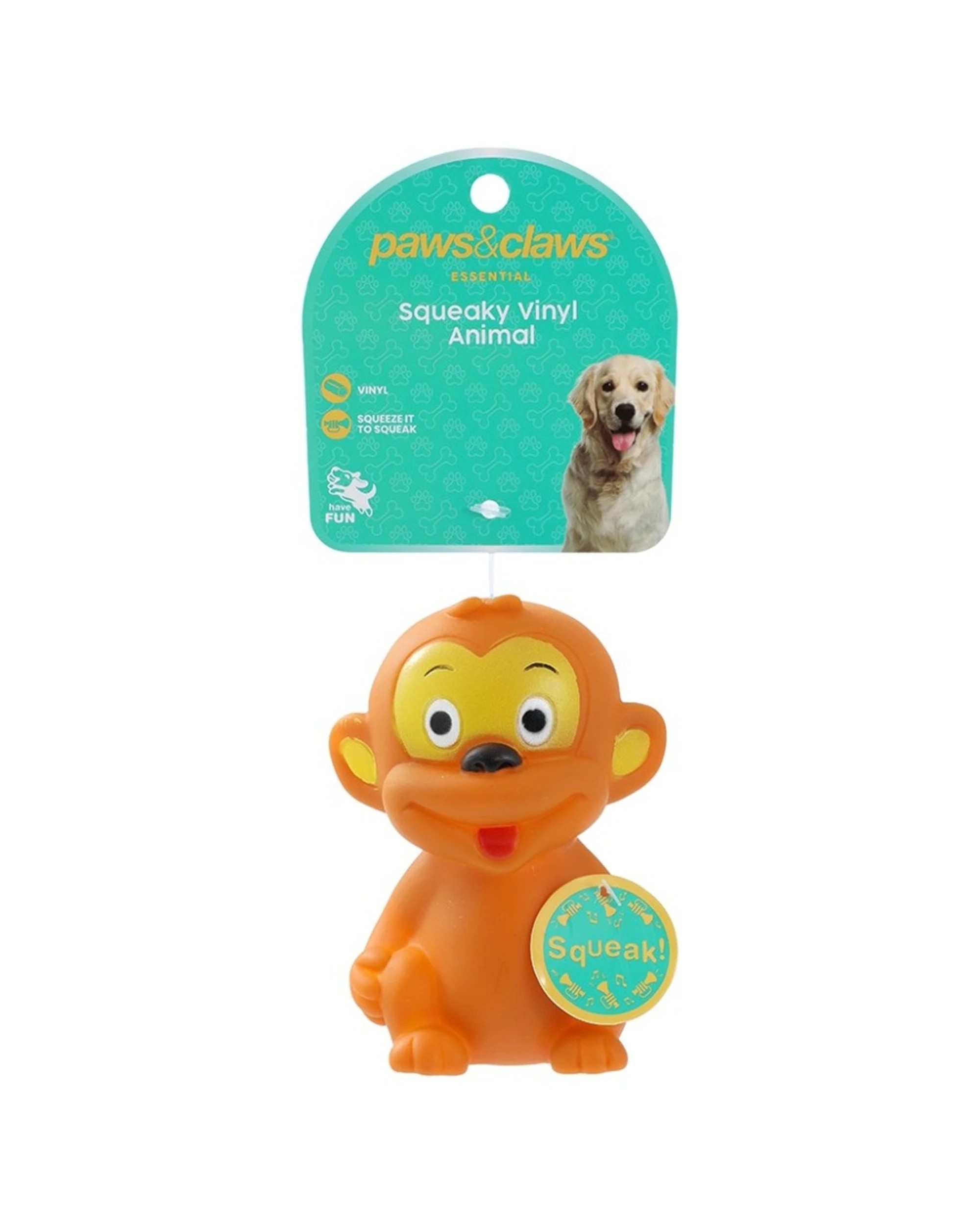6 Paws & Claws 6PK Vinyl Animal Pet Dog Cat Toy With Built-In Squeaker 11x10x8cm - Assorted, 6 of 6