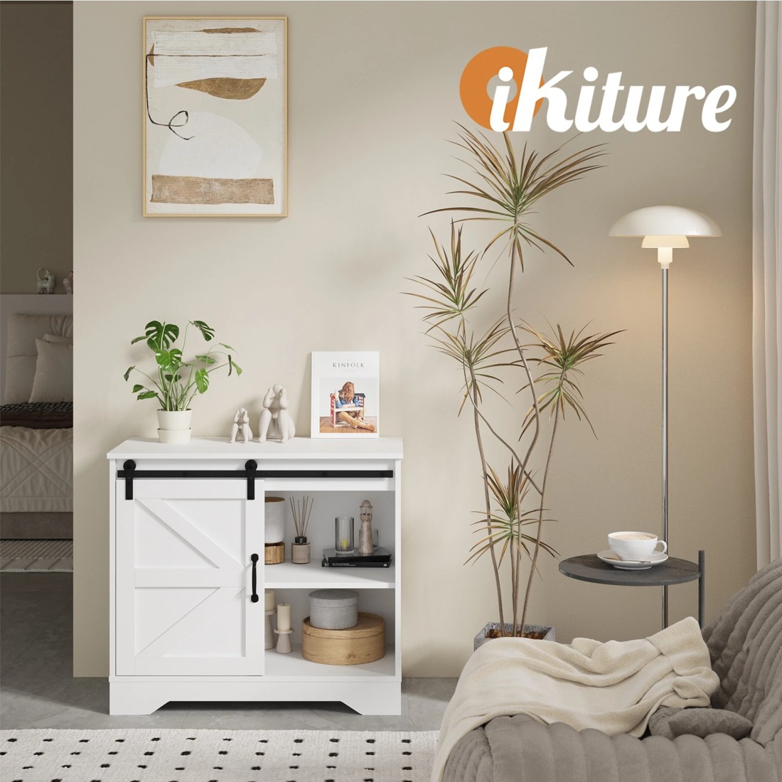 5 Oikiture Sideboard Buffet Sliding Door
 - White, 5 of 10