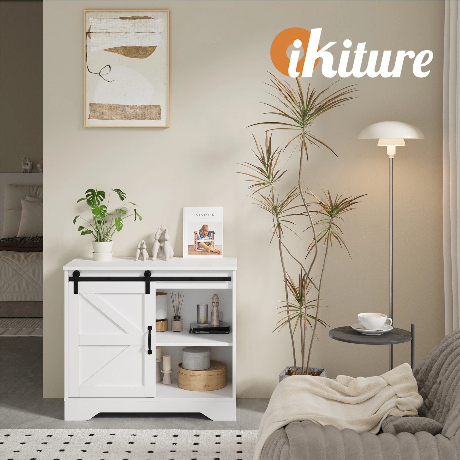 5 Oikiture Sideboard Buffet Sliding Door
 - White, 5 of 10