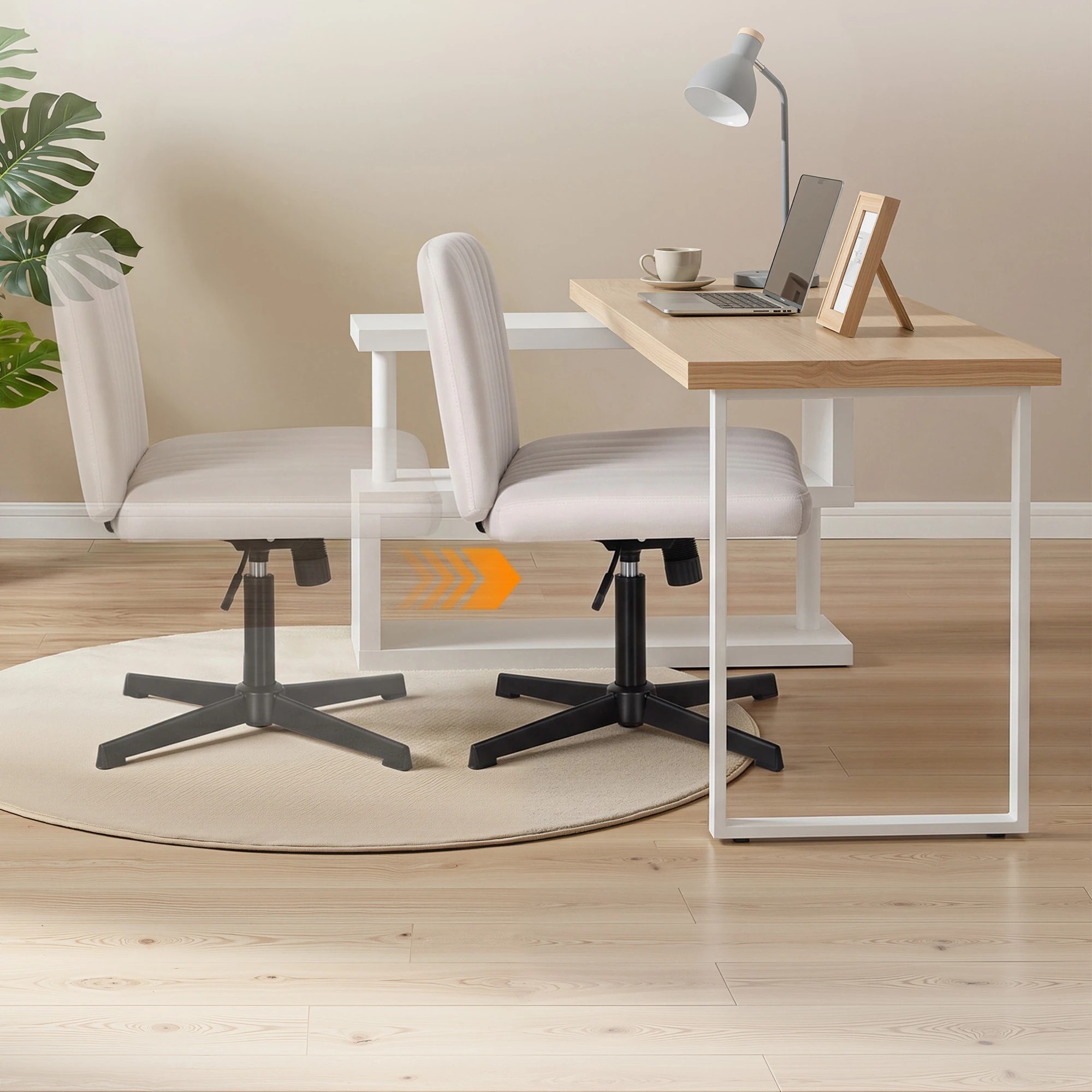 6 Artiss Office Desk & Chair Set 140cm Computer Desk Rotatable Shelf & Criss Cross Office Chair Armless Swivel - Multi, 6 of 7