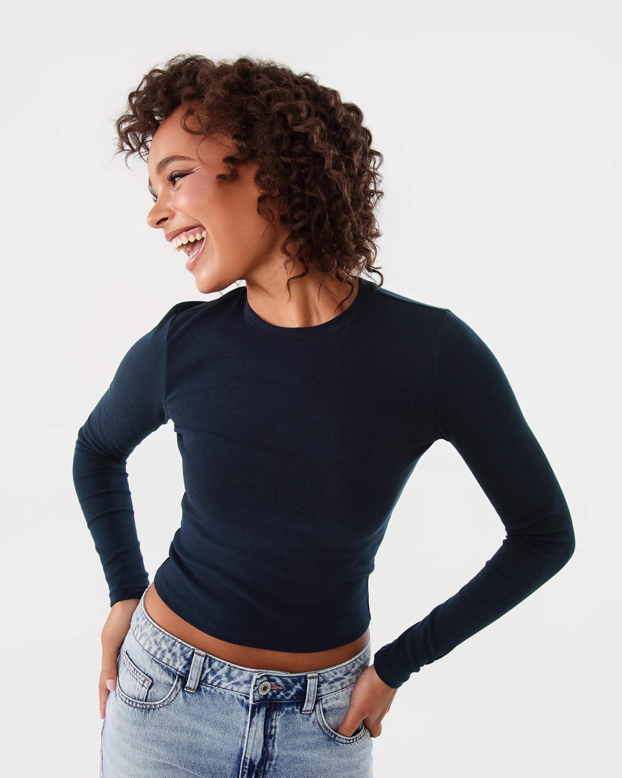 1 Long Sleeve Neat Fit T-shirt Navy Blaze, 1 of 6