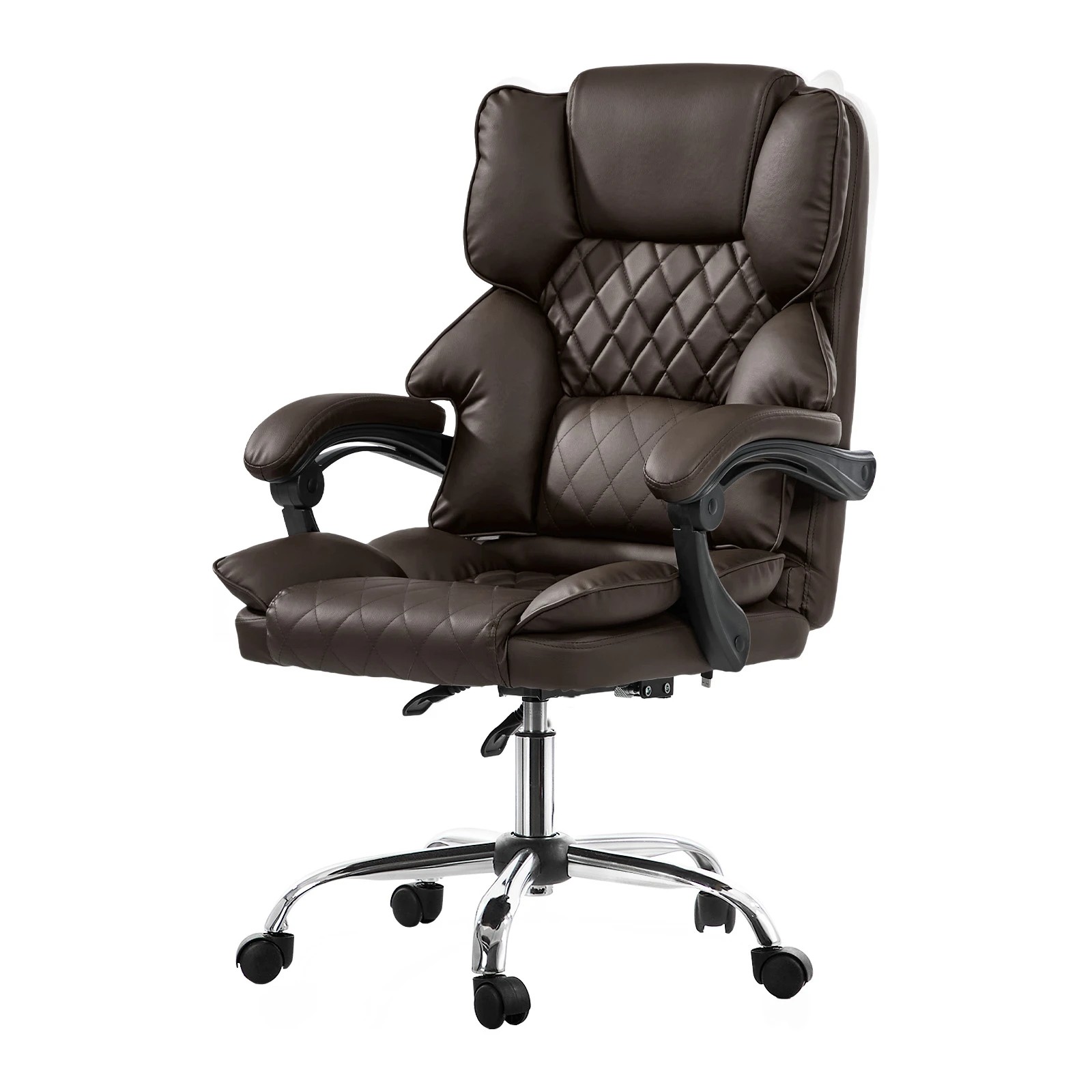 1 Oikiture Massage Office Chair Computer Racer PU Leather Seat Recliner - Brown, 1 of 7