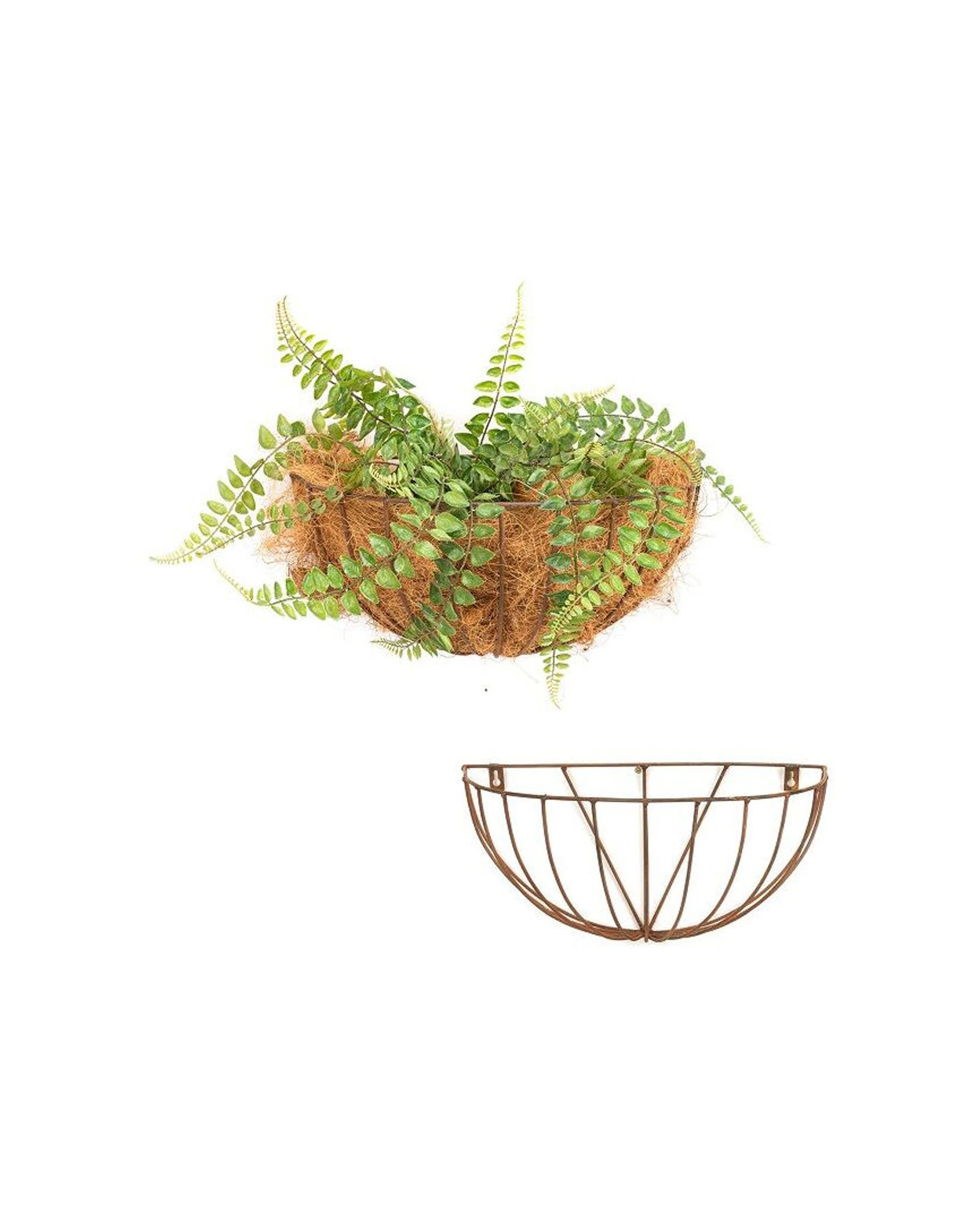 1 Alfresco Metal Wall Hanging Garden Patio Basket Half 40x20cm - Brown, 1 of 1