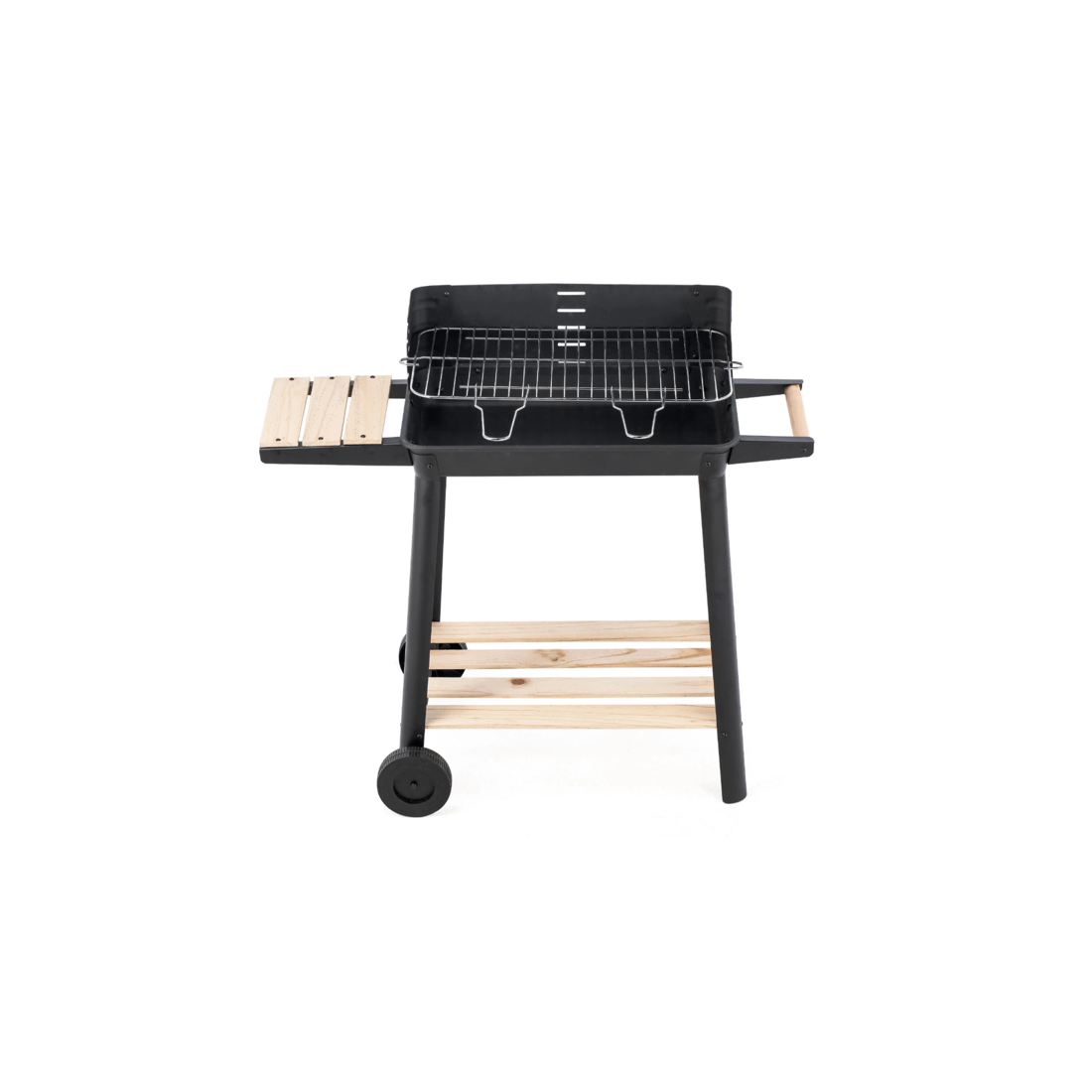 2 Hacienda Charcoal Grill BBQ with Manual Rotisserie Stick on Trolley Stand, 2 of 3