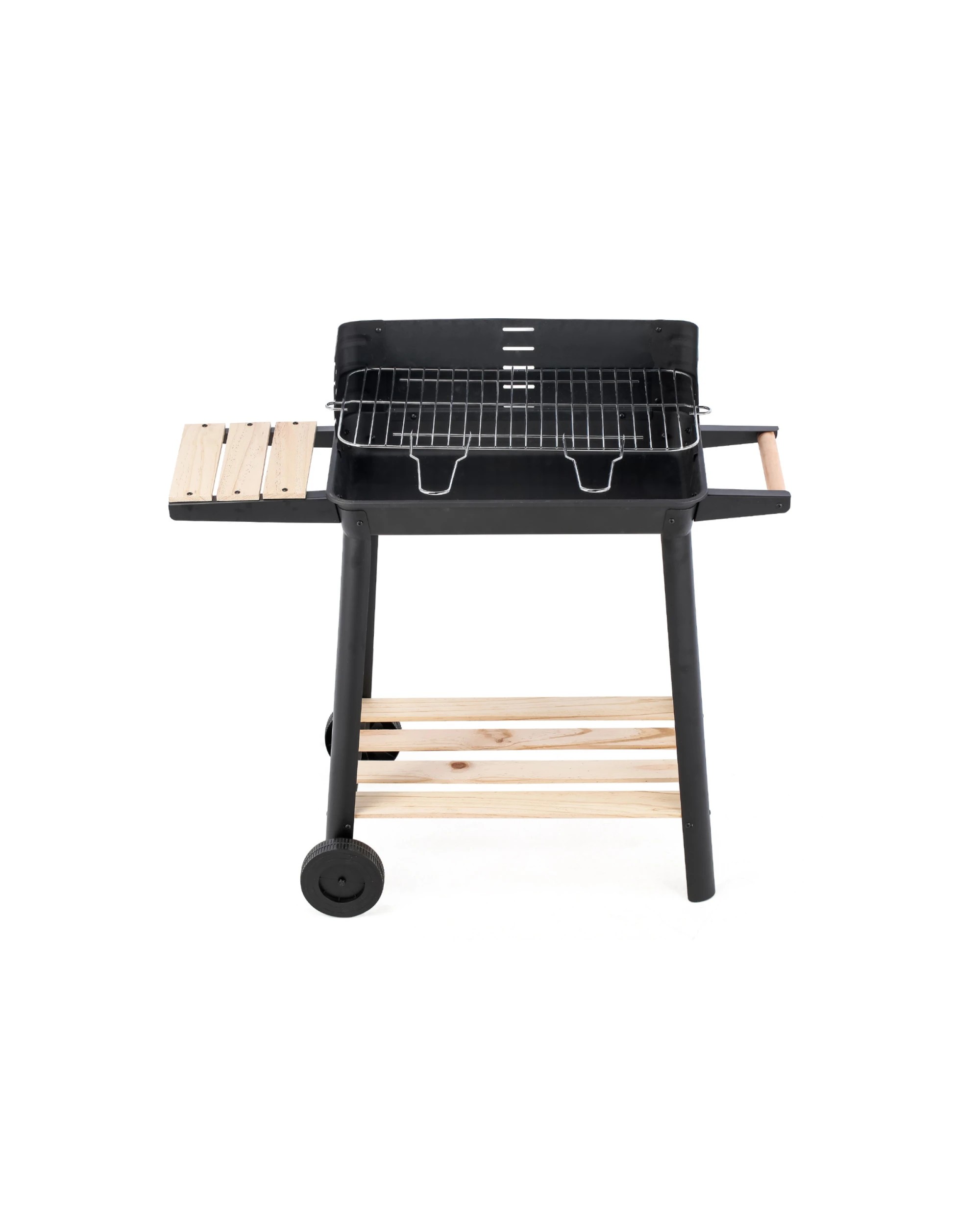 2 Hacienda Charcoal Grill BBQ with Manual Rotisserie Stick on Trolley Stand, 2 of 3