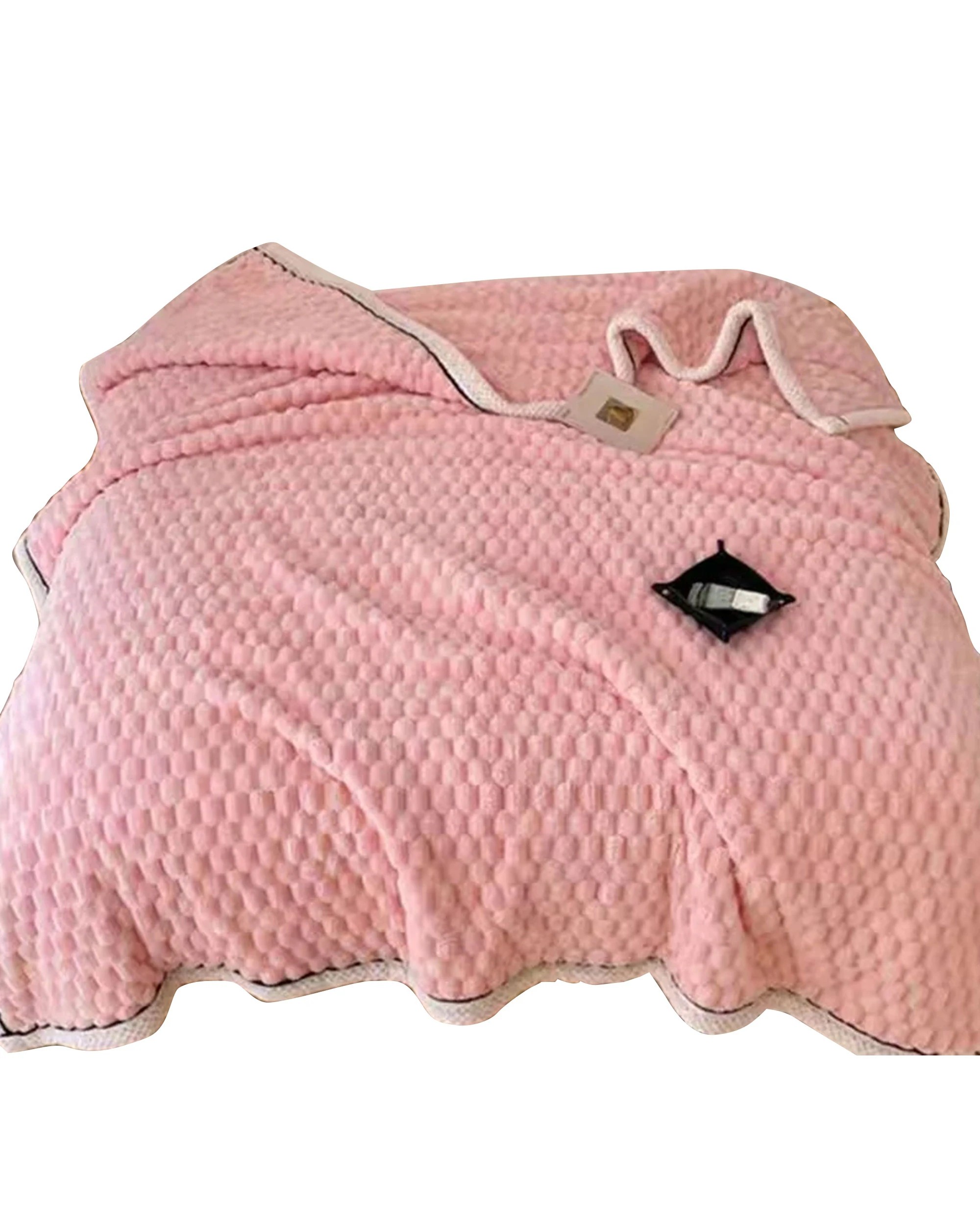 1 Cotton More Large Soft Microsherpa Bed Blanket Throw 200x230cm - Pink, 1 of 6