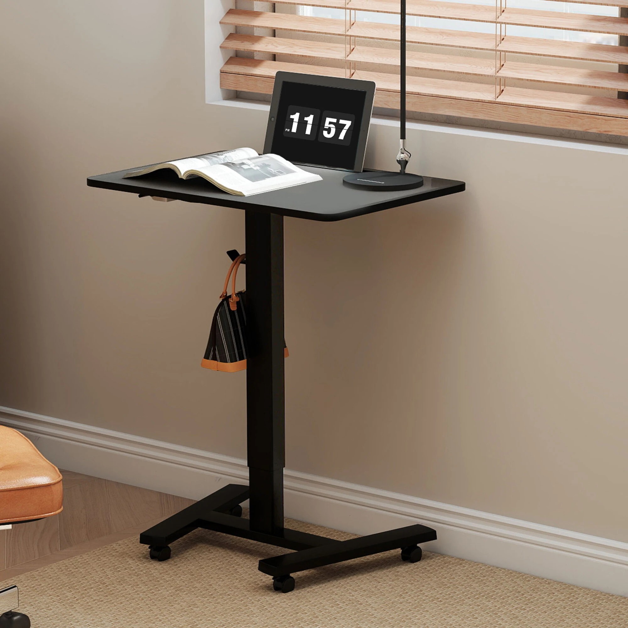 8 Levede Mobile Standing Desk with Wheels - Black, 8 of 9