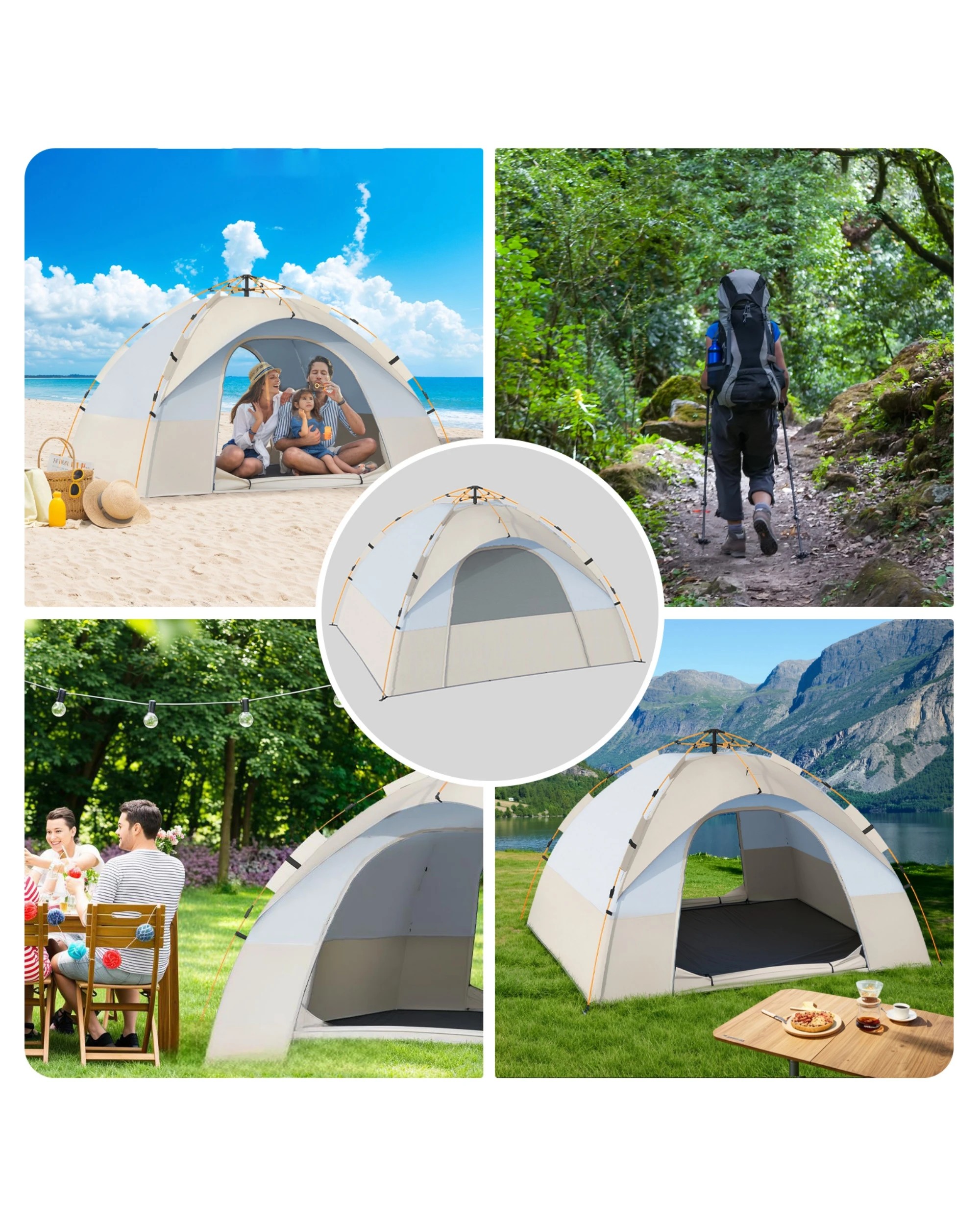 8 Advwin Pop-Up Camping Tent 3-4 Person Outdoor Beach -Beige, 8 of 8