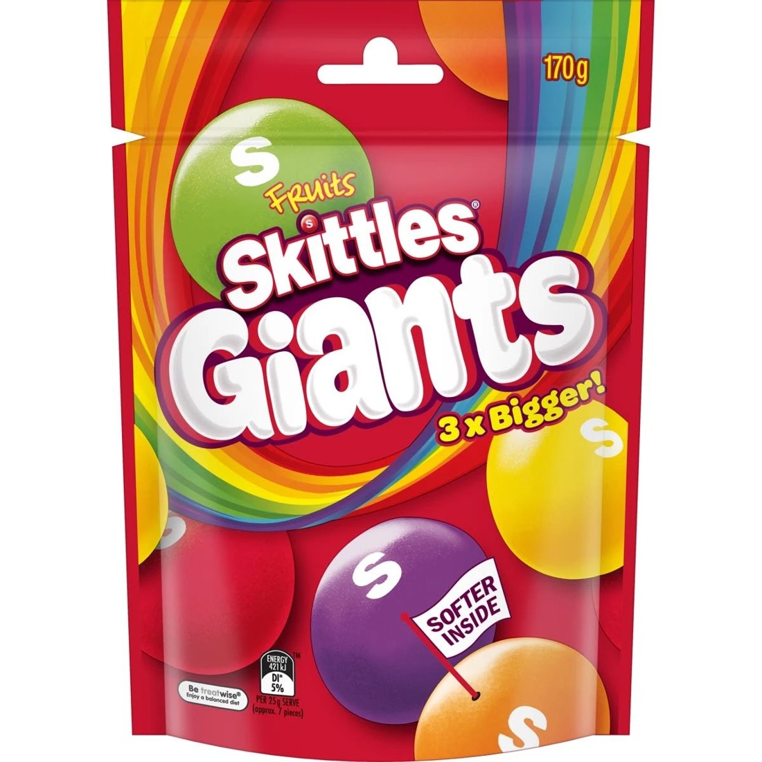 1 Skittles Giants Fruits Medium Bag 170g, 1 of 7