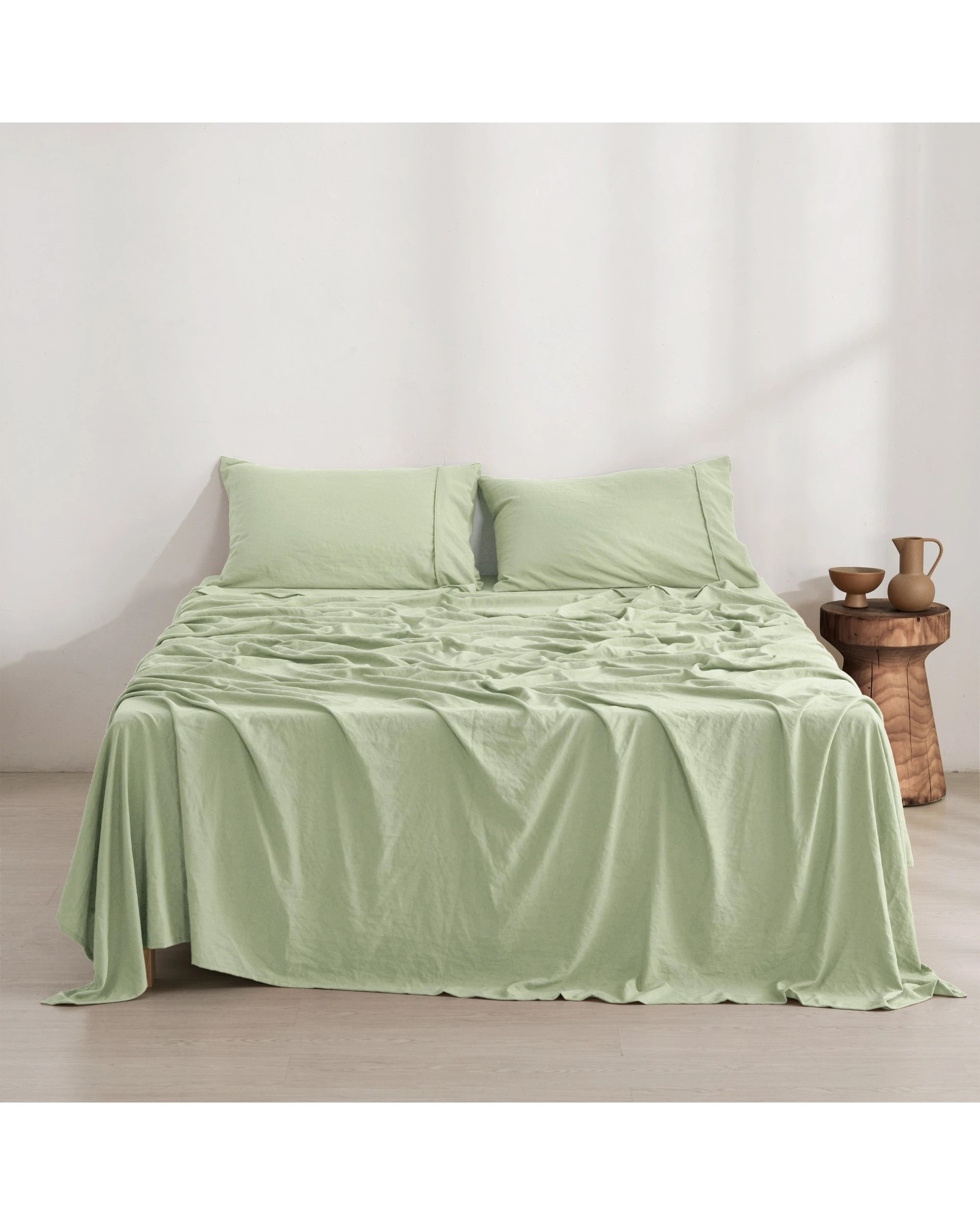 2 Dreamaker Superfine Washed Microfibre Sheet Set - King Single Bed - Green, 2 of 6