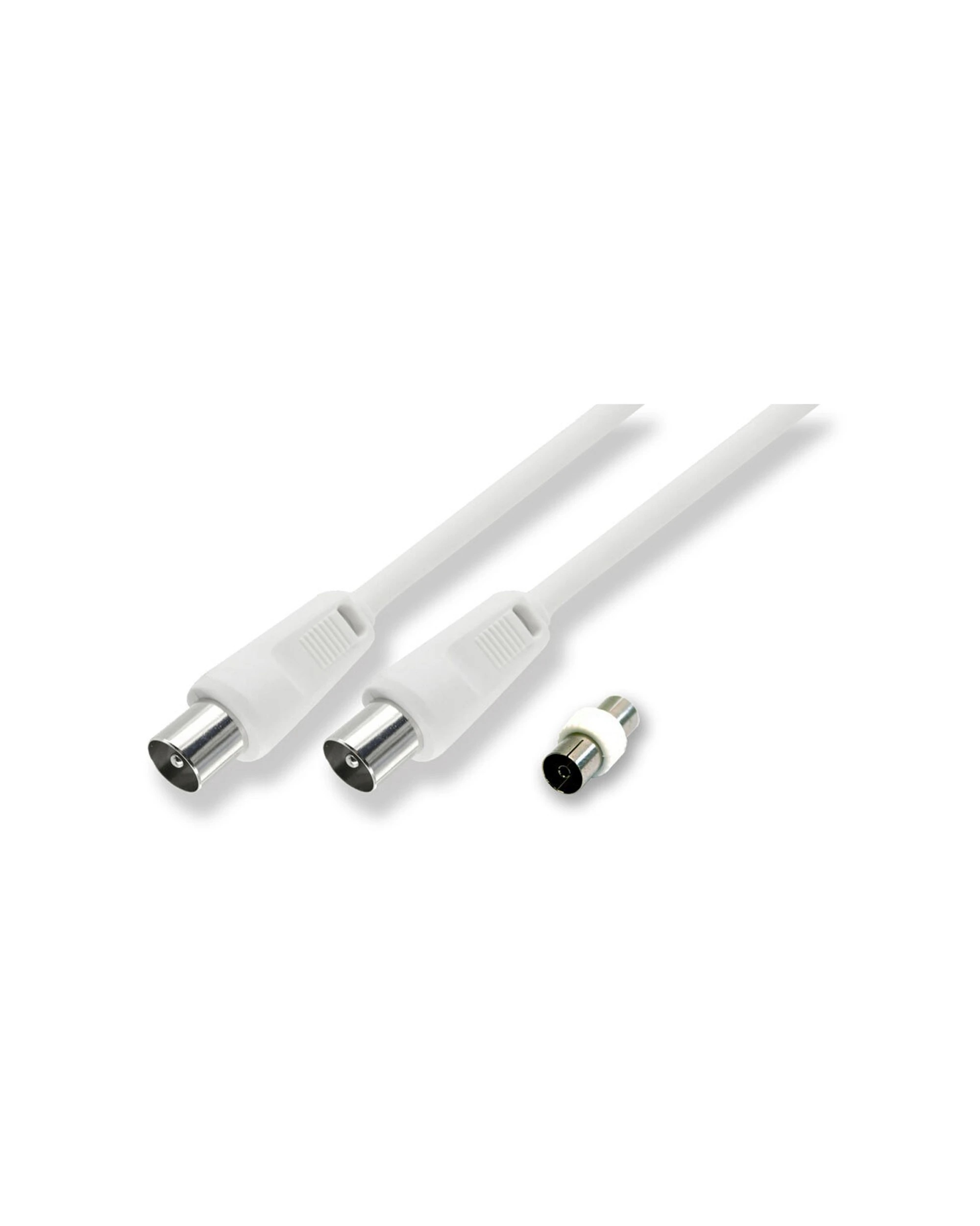 1 Sansai 3m M to Male Antenna Flylead TV Coaxial Cable with Female Adaptor - White, 1 of 1