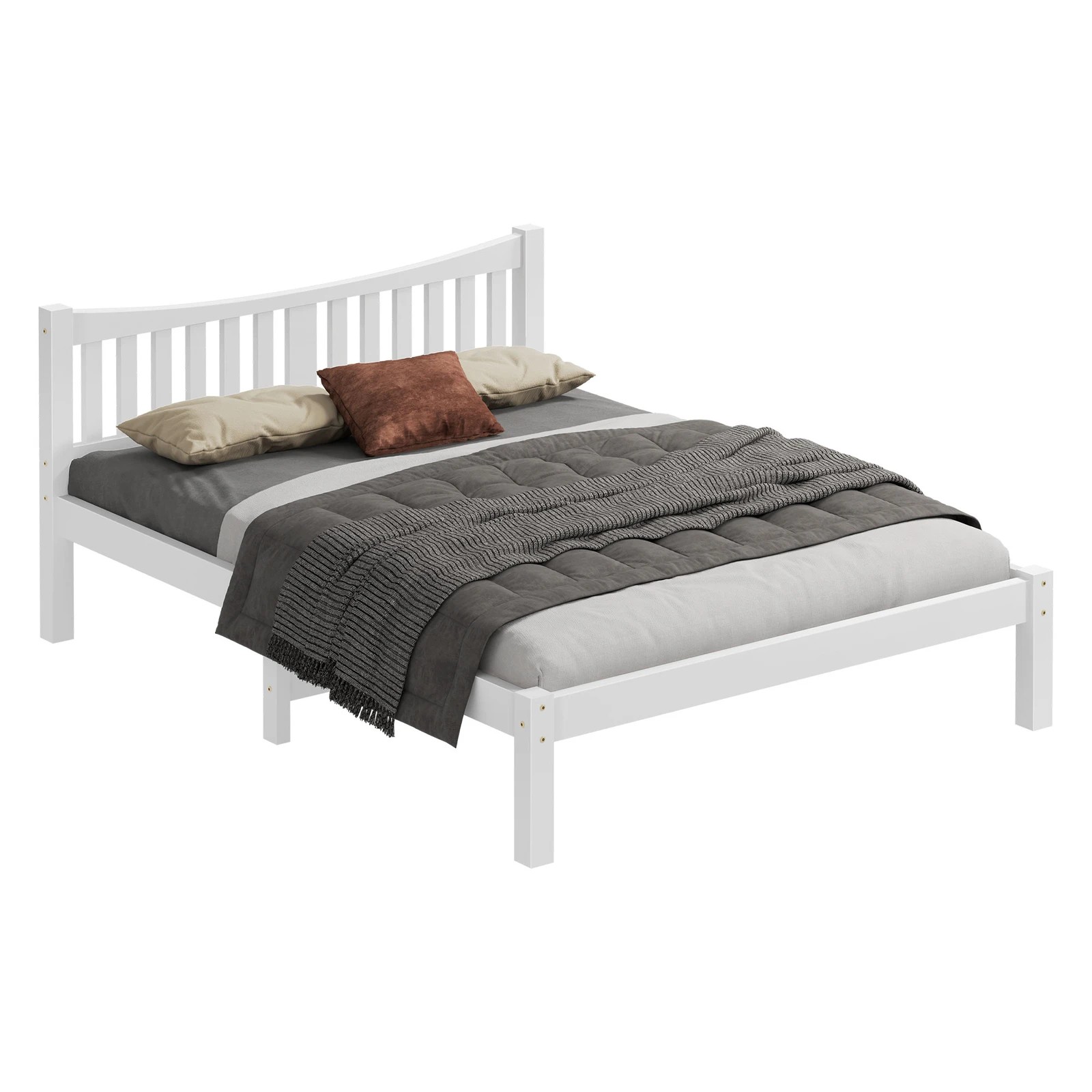 1 Alfordson Bed Frame Wooden Queen Size Solid Pine Timber Base Cambrie - White, 1 of 10