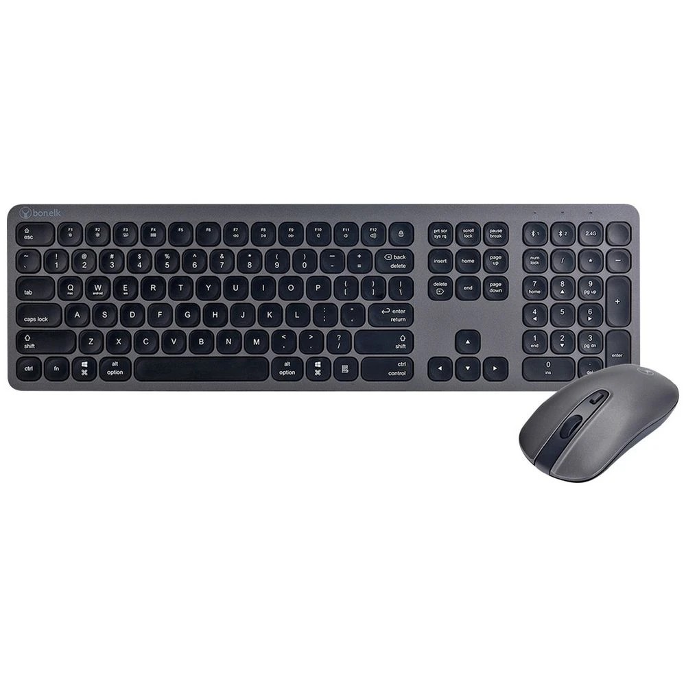 1 Bonelk KM-447 Slim Wireless Keyboard & Mouse Combo Grey, 1 of 6