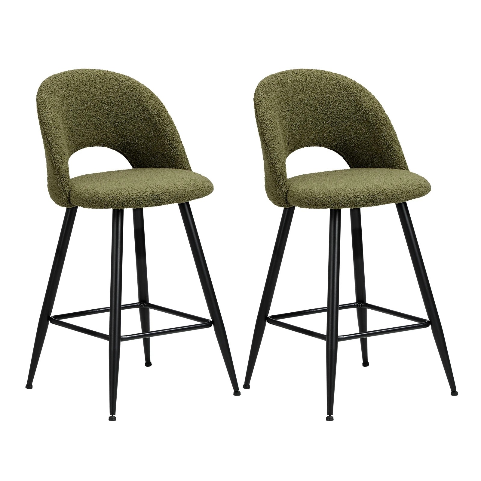 1 Oikiture 2x Bar Stools Kitchen Counter Stool Dining Chairs Boucle Horn
 - Green, 1 of 10