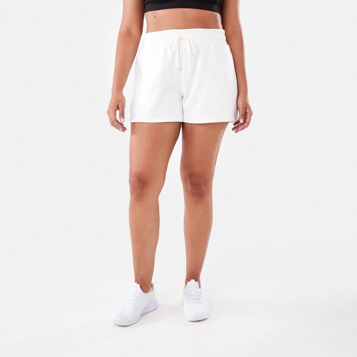 6 Active Womens Fleece Shorts Ecru, 6 of 6