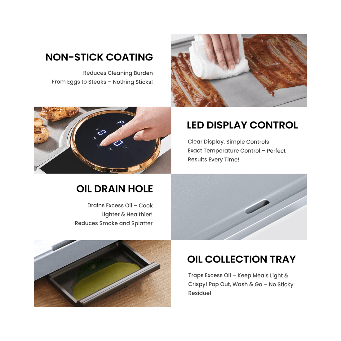 4 Advwin Electric Grill Pan, Electric Hot Plate With Lcd Touchscreen, Non-stick Griddle Plate For Family, 4 of 7