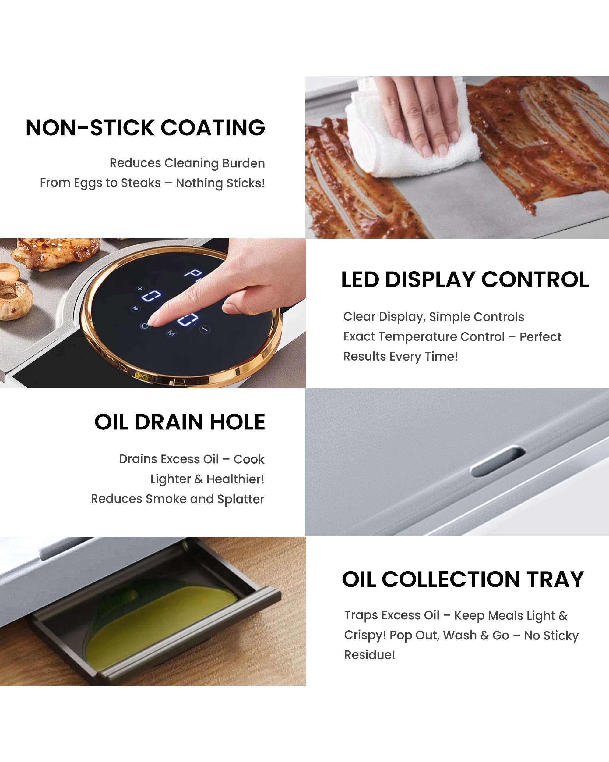 4 Advwin Electric Grill Pan, Electric Hot Plate With Lcd Touchscreen, Non-stick Griddle Plate For Family, 4 of 7