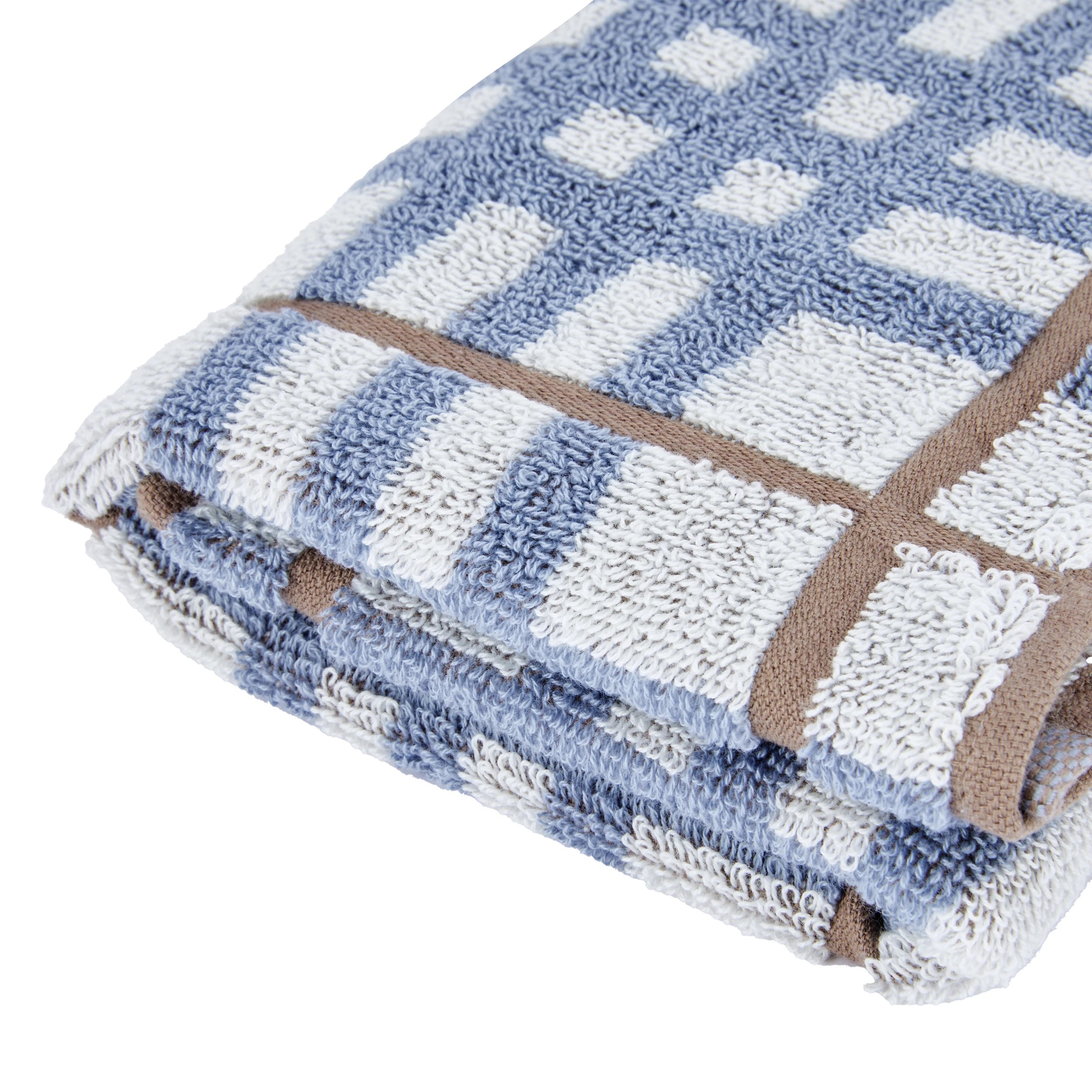 4 Cotton Check Hand Towel - Blue, 4 of 5