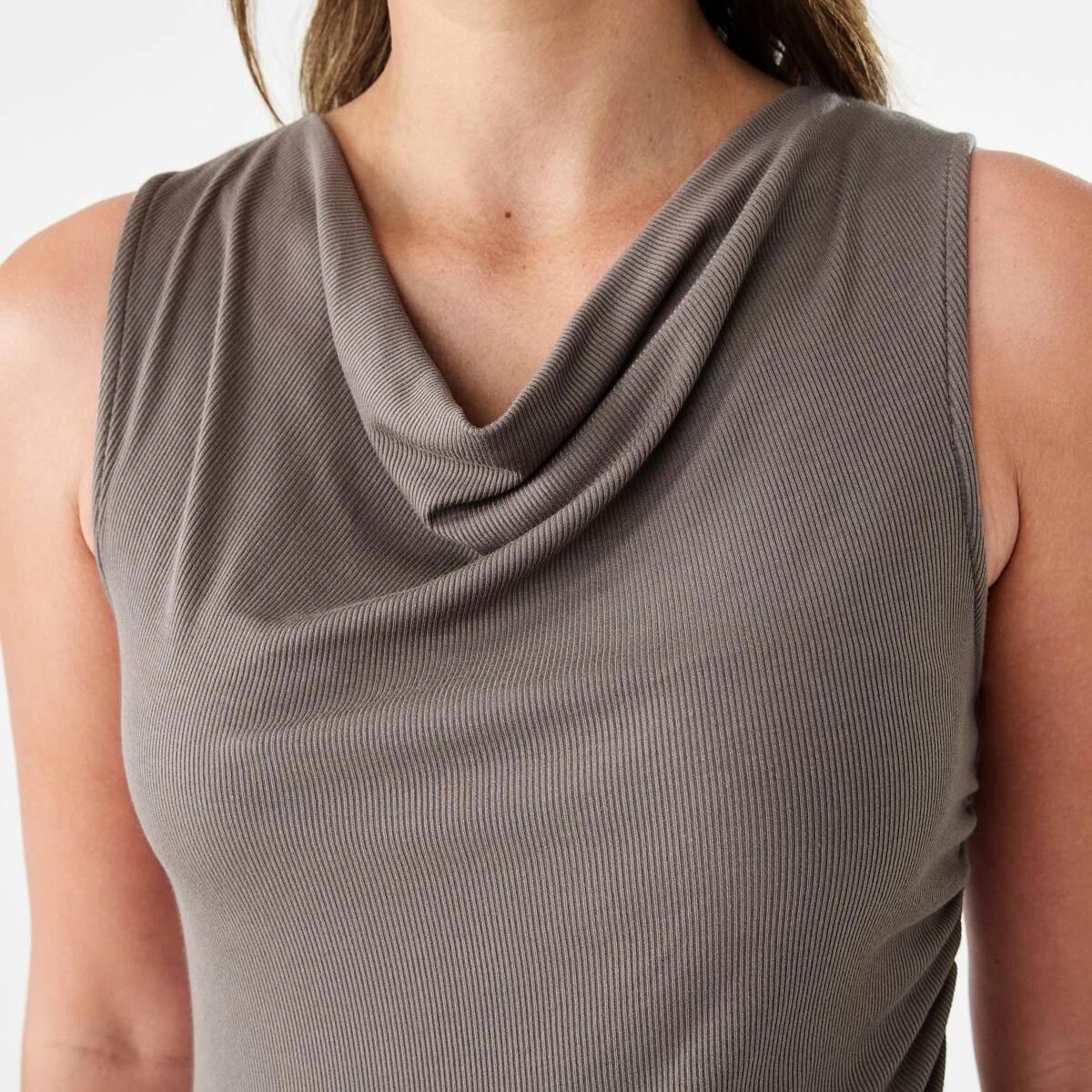 6 Sleeveless Drape Cowl Neck Top DEEP TAUPE, 6 of 7