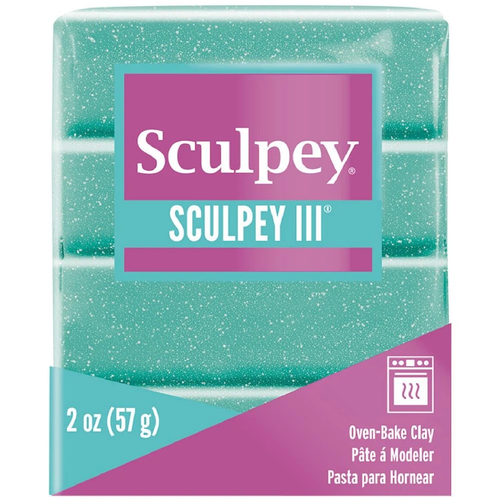1 Sculpey III Modelling Clay Turquoise Glitter 57g, 1 of 3