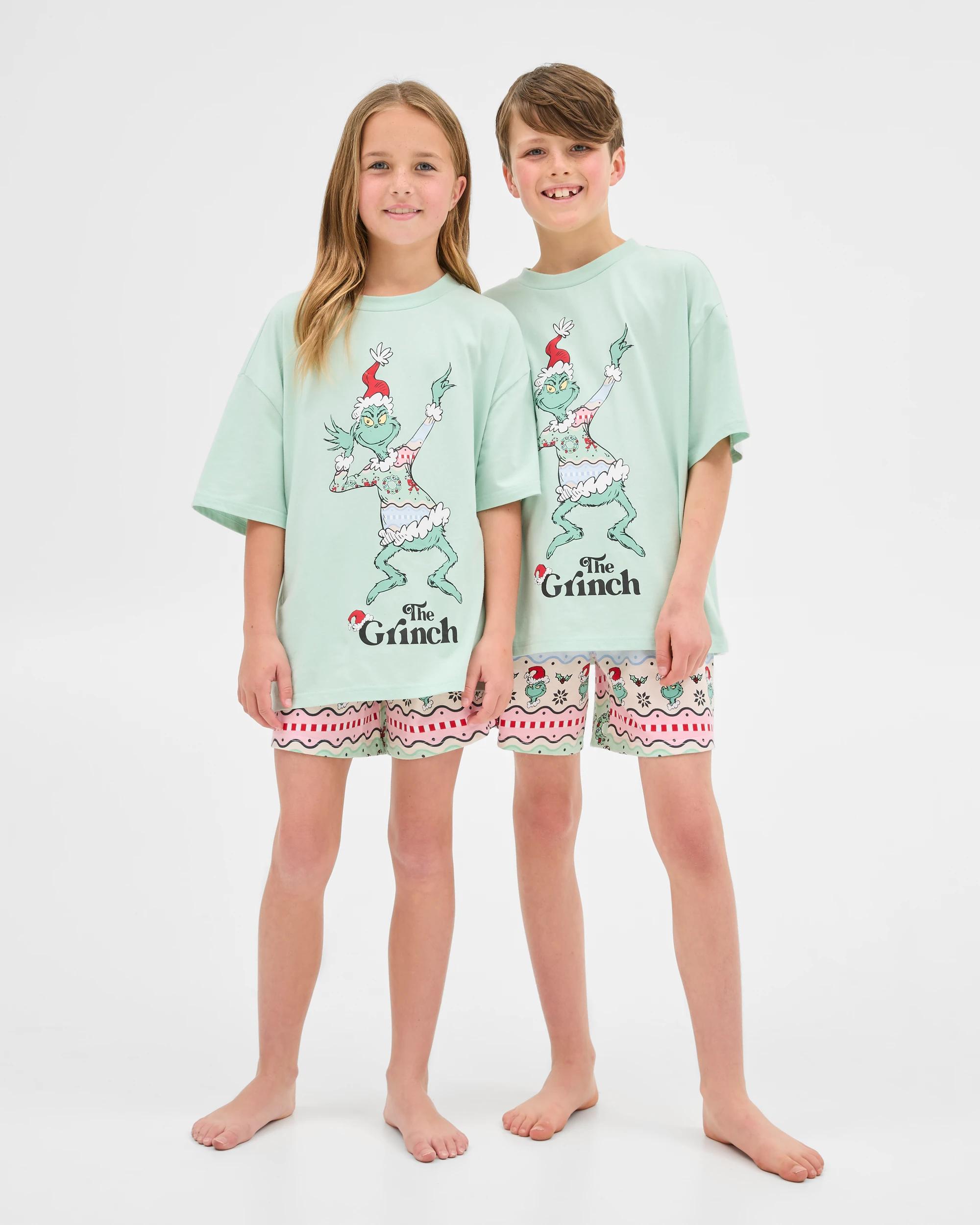 1 The Grinch Family Matching Older Kids Cotton Christmas Pyjama Set (green) 08 GRINCH, 1 of 8
