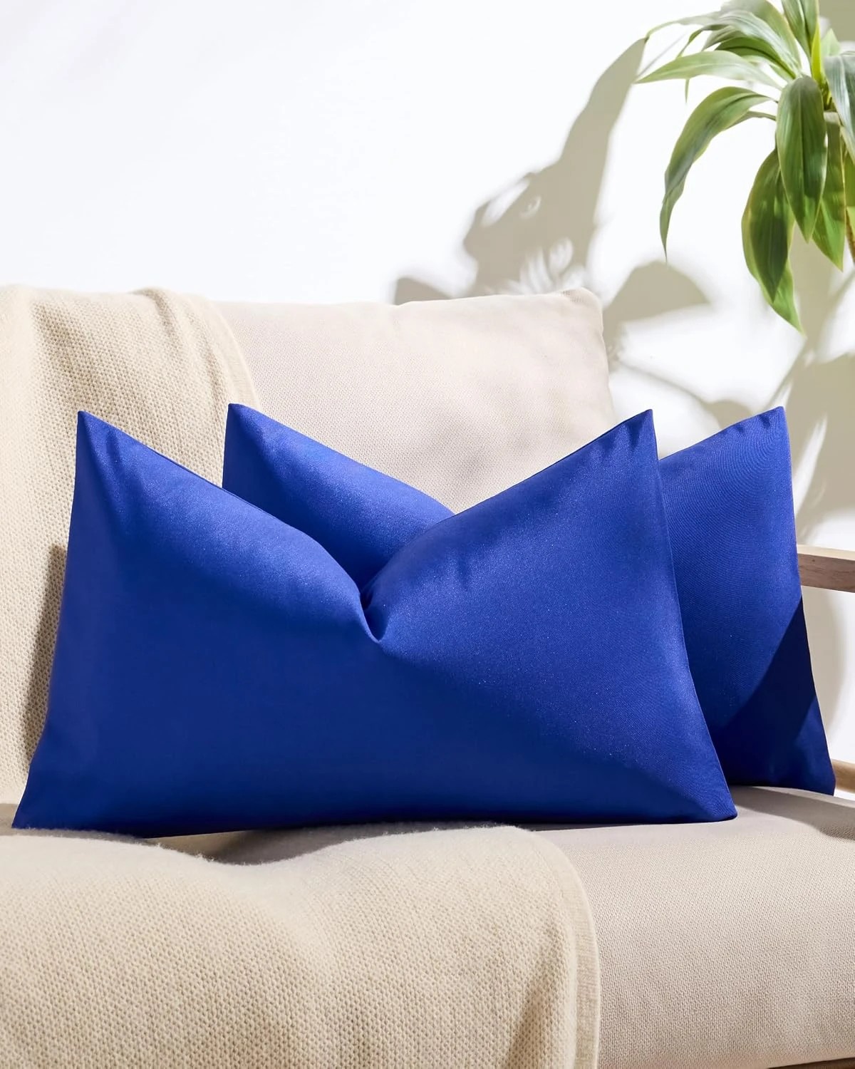 1 Gioia Casa 2-Pack Outdoor Waterproof Cushion Covers - Royal Blue, 30×50cm, 1 of 3