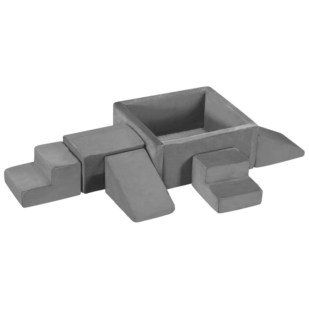 1 Playpals 6-Piece Kids Foam Climbing Blocks Set Activity Toys with Ball Pit - Grey, 1 of 3