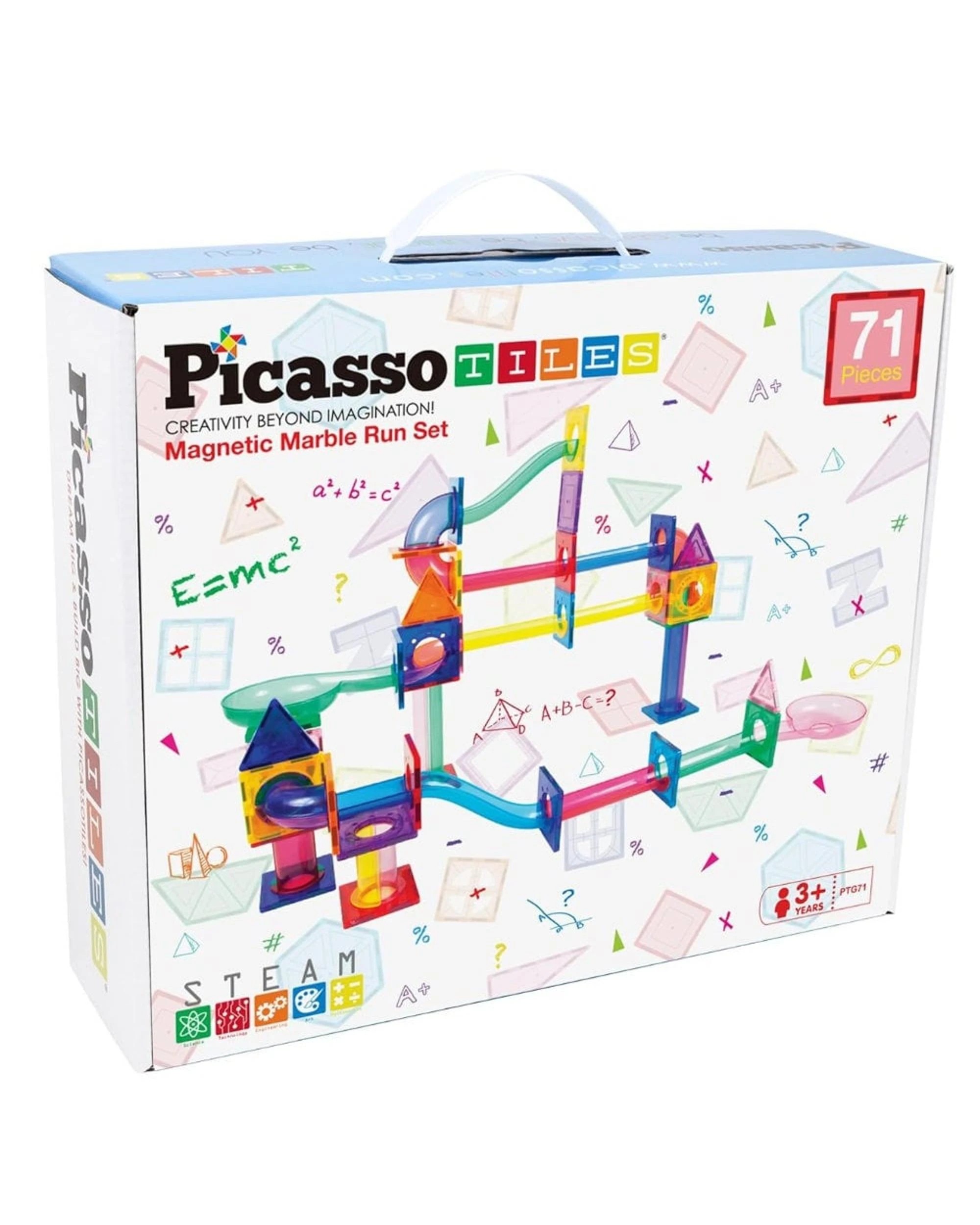 1 Picasso Tiles 71 Piece Magnetic Marble Run Set, 1 of 6