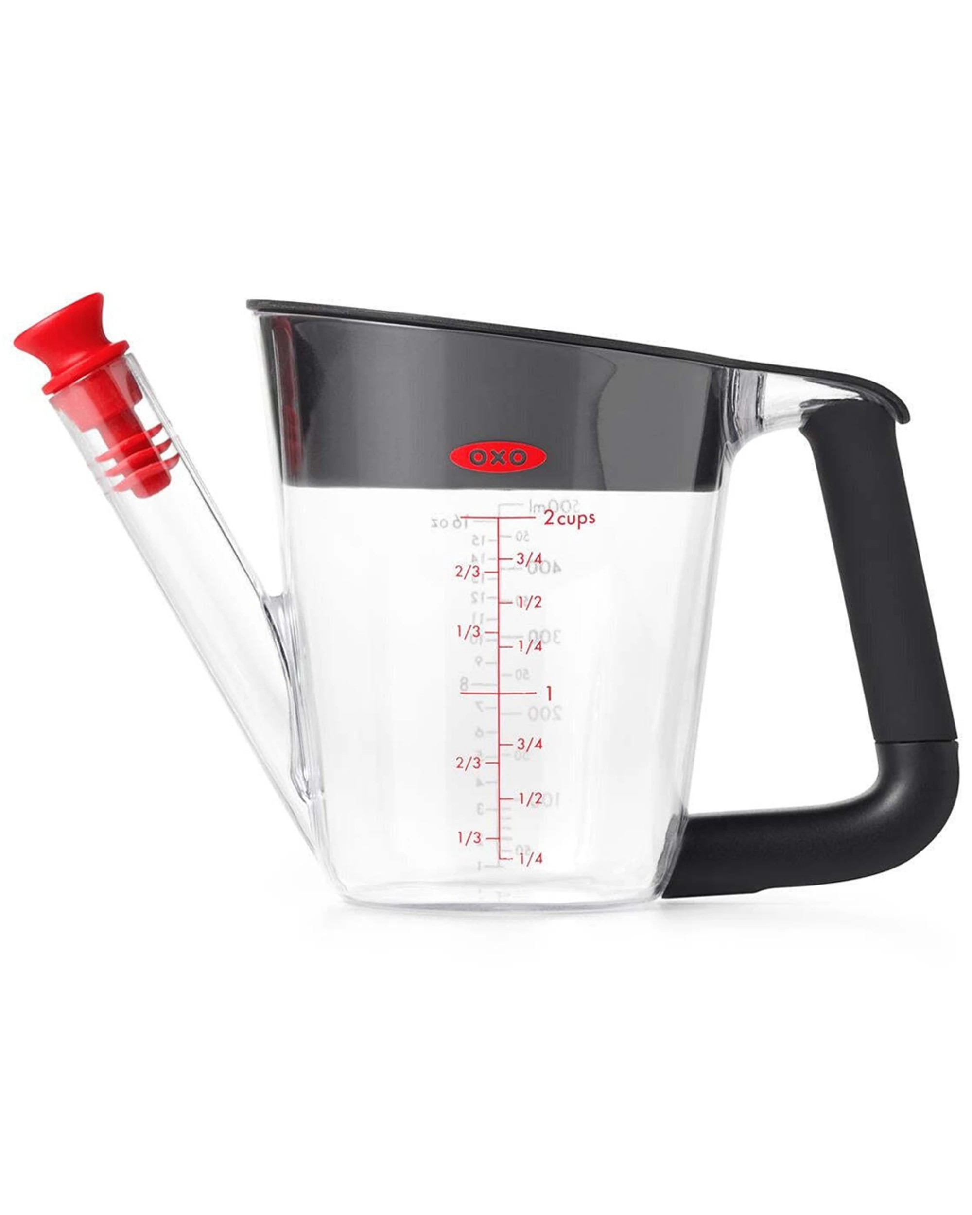 1 Oxo 500ml Fat Separator With Strainer And Built-in Stopper Non-slip Handle, 1 of 3