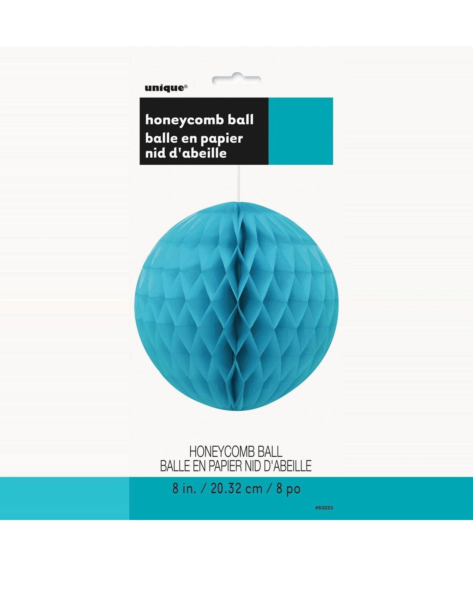 2 Meteor Party Honeycomb Ball Decoration Supplies 20cm Caribbean Teal - Blue, 2 of 2