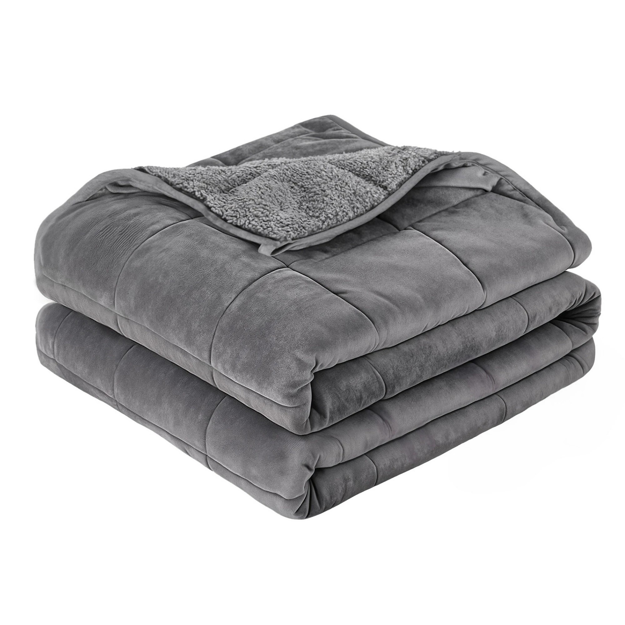 1 Giselle Bedding Weighted Blanket Fleece Sherpa Heavy Blanket 4.5KG - Grey, 1 of 10