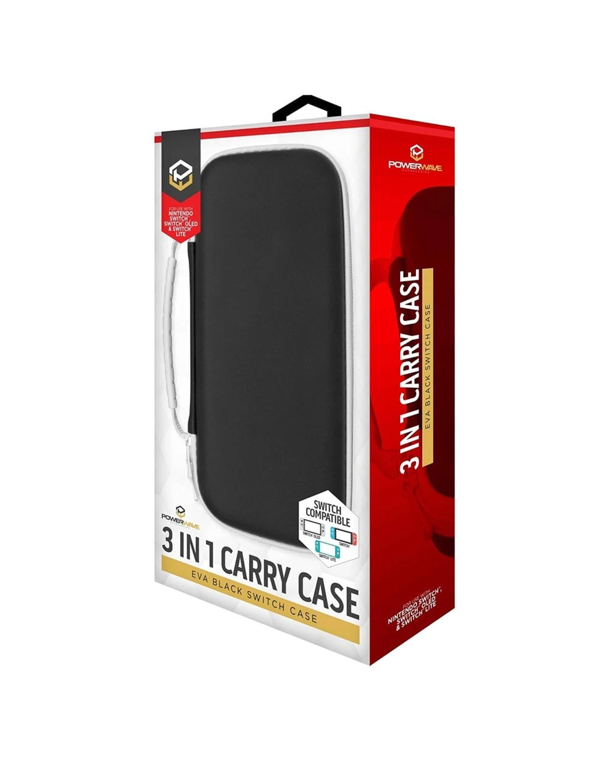1 Powerwave 3 in 1 Carry Case for Nintendo Switch - Eva Black - Black, 1 of 4