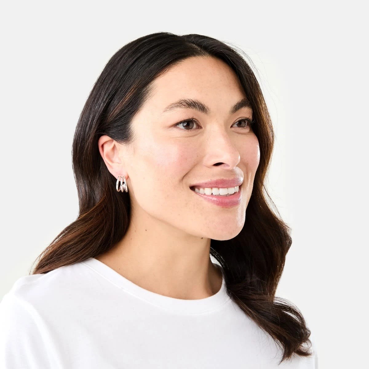 4 6 Pack Mini Faux Pearl Hoop Earrings - Silver Tone, 4 of 5