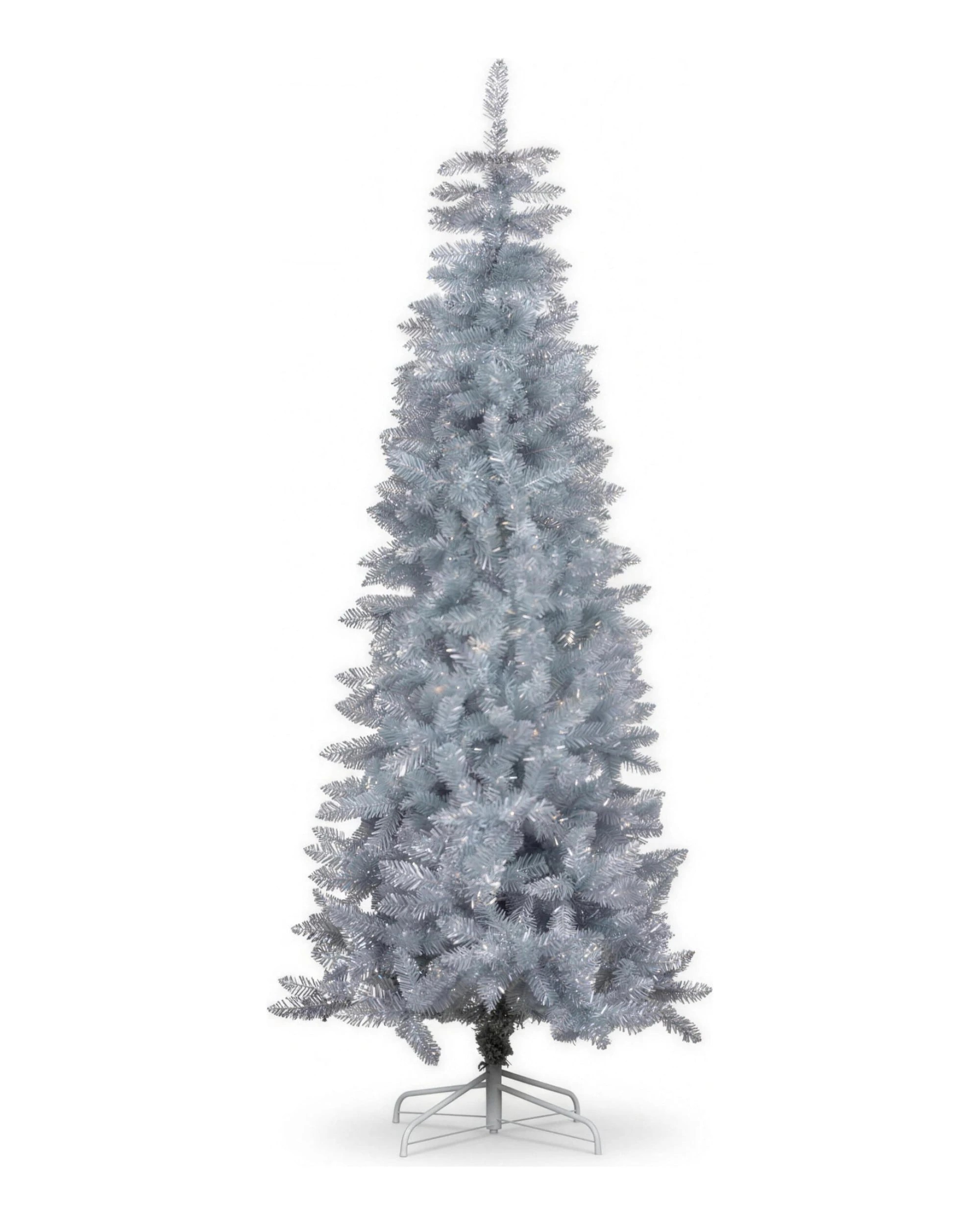 3 Christabelle 2.1m 7ft Silver Tinsel Christmas Tree Pre Lit Warm White LED Retro Artificial Indoor Xmas Decor Home, 3 of 4
