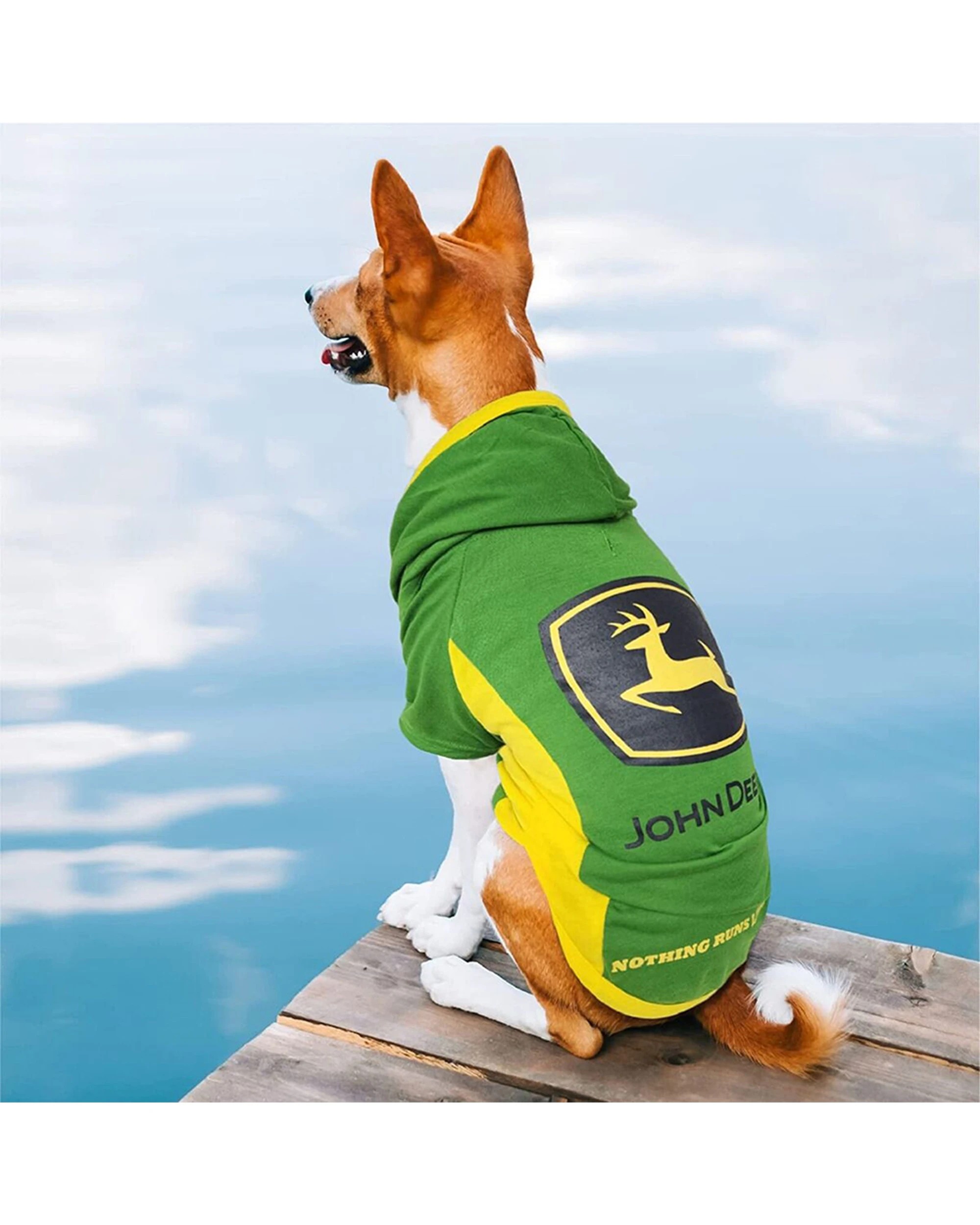 2 John Deere Sporty Dog Tee Hoodie Medium Stretchable Comfortable Pet Apparel - Multi, 2 of 2