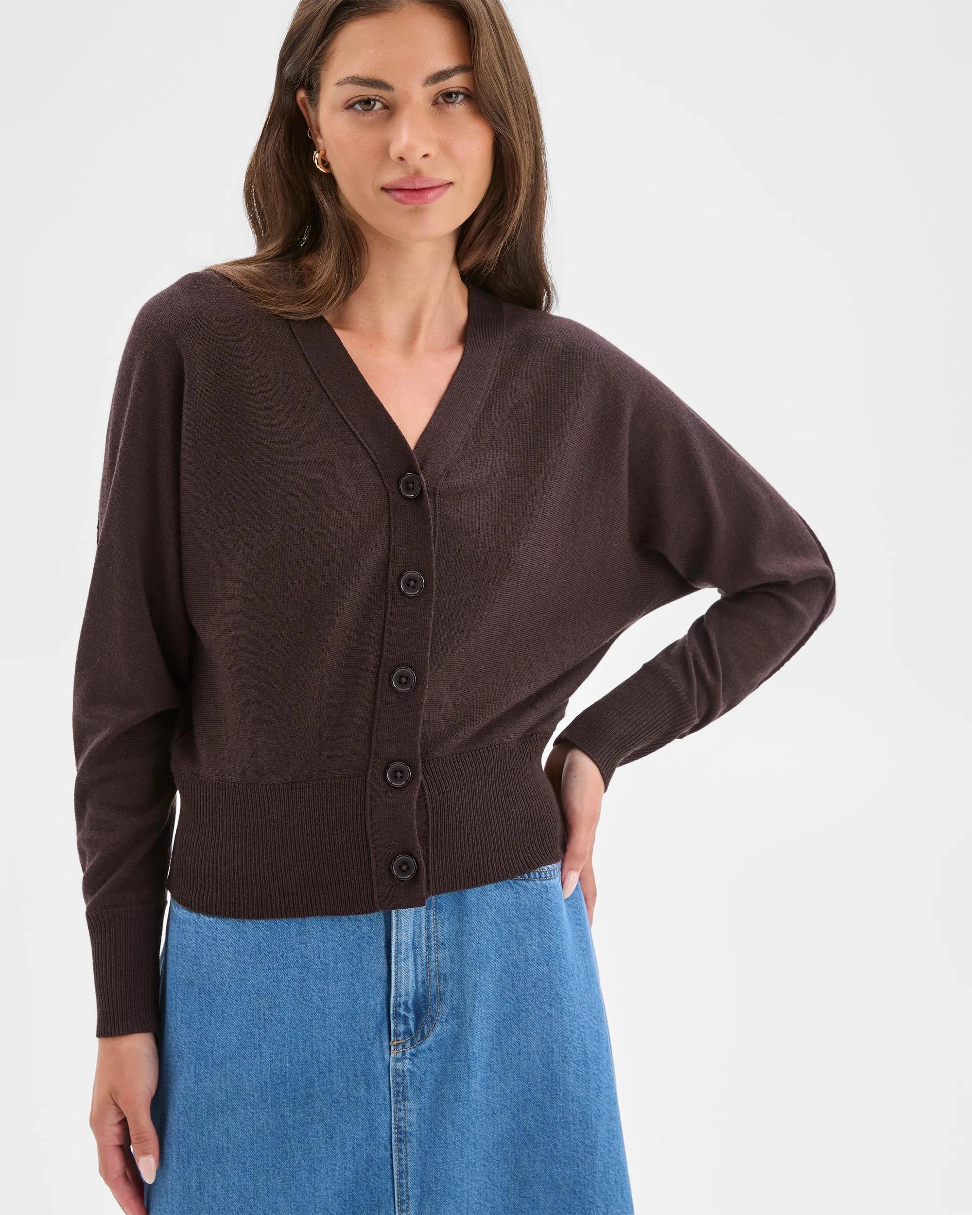8 Target Petites Petites Australian Merino Wool Long Raglan Sleeve Cardigan DARK CHOCOLATE, 8 of 8