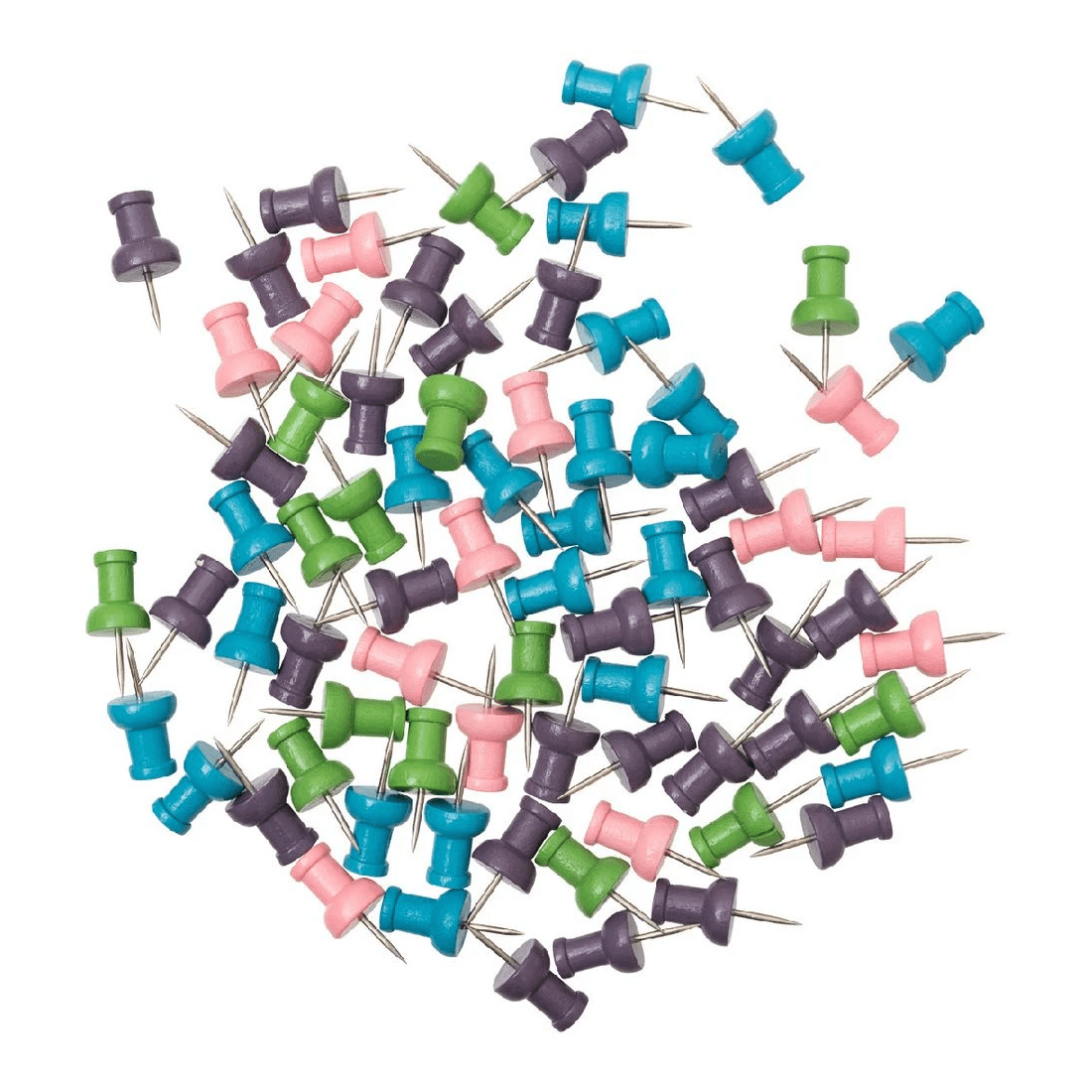 1 Otto Wooden Pushpin Round 80 Pack Pastel, 1 of 2