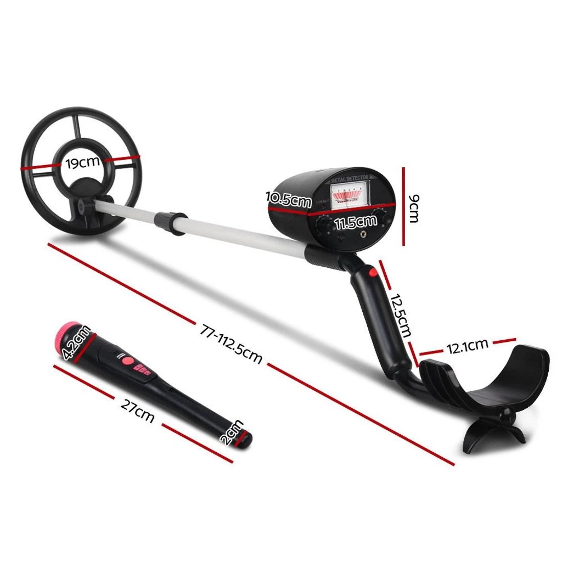 2 Metal Detector 180MM Deep Sensitive Water Resistant Pinpointer Treasure Hunter - Black, 2 of 5