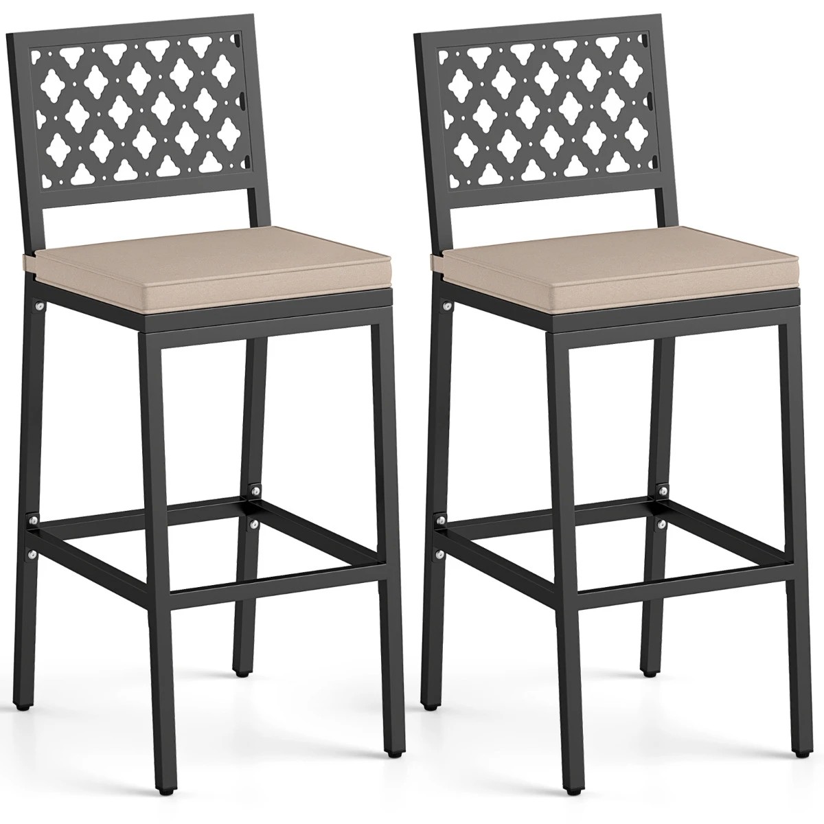 1 Costway Set of 2 Outdoor Bar Stools 69 cm Counter Height Barstools, 1 of 1