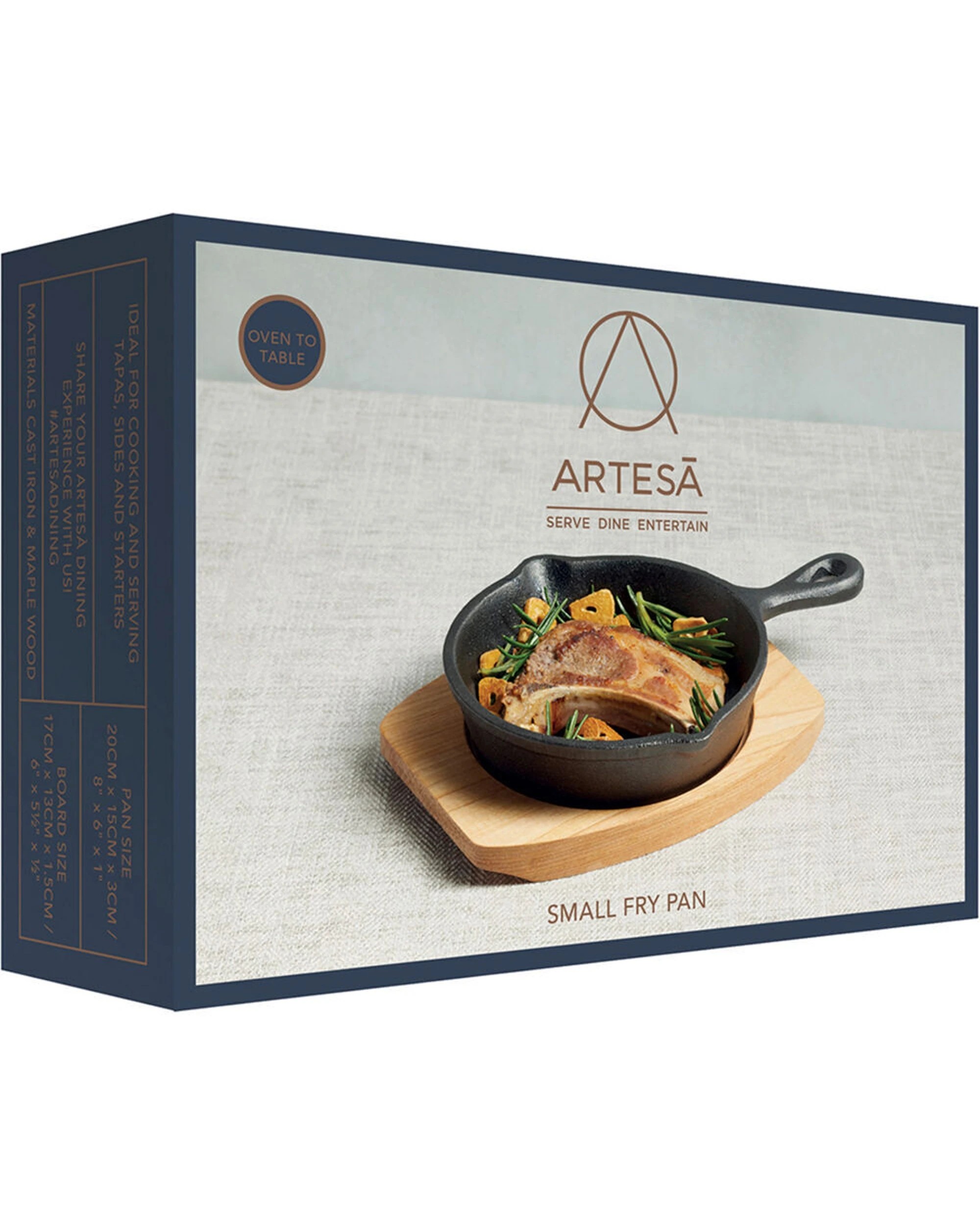 3 Artesa 4PK Cast Iron Round Small Fry Pan Serving Skillet with Wooden Board 15cm - Black, 3 of 5