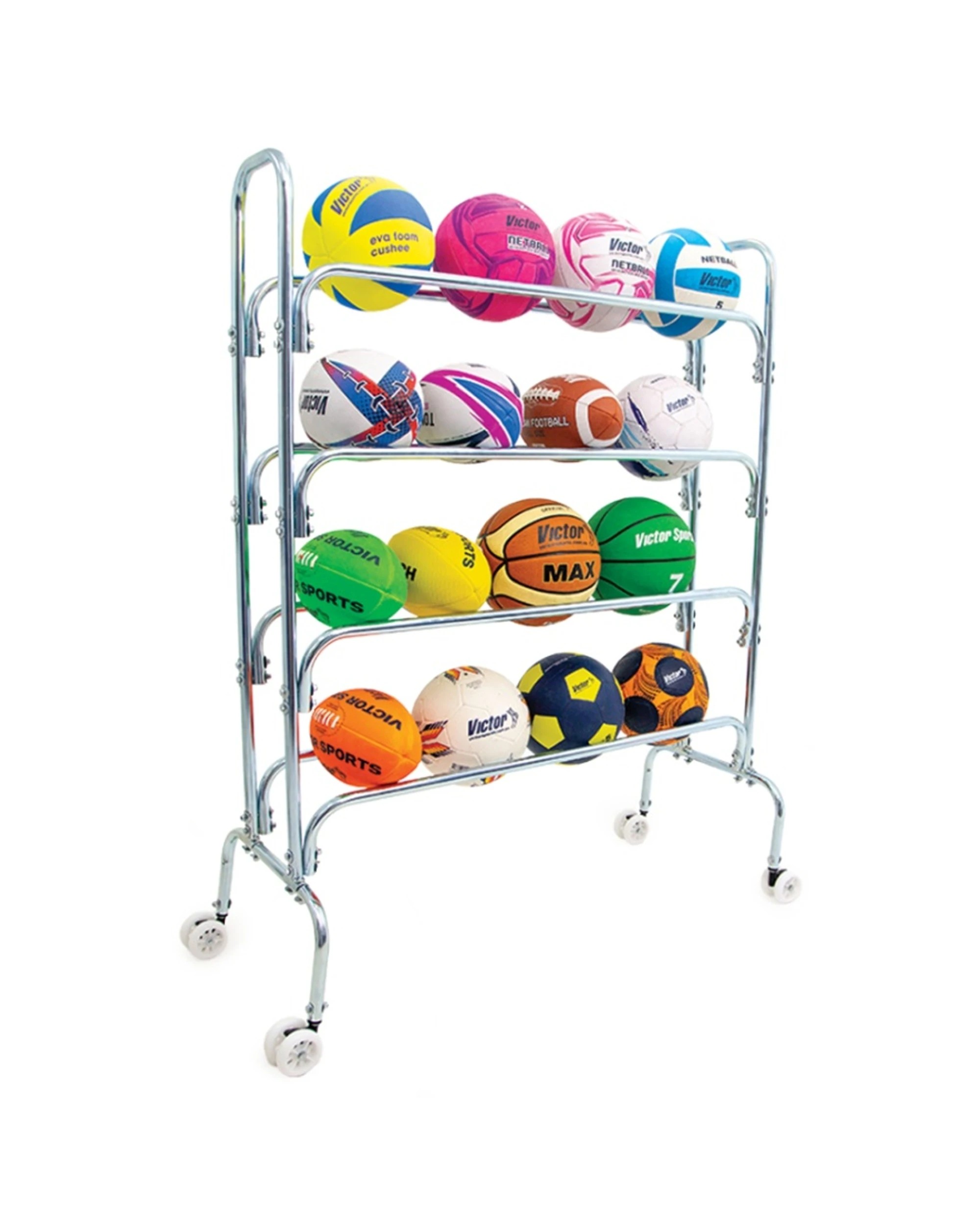 1 Victor Sports Deluxe Ball Rack Holds 16 Balls Galvanised 1x1.3m - Metallic, 1 of 1