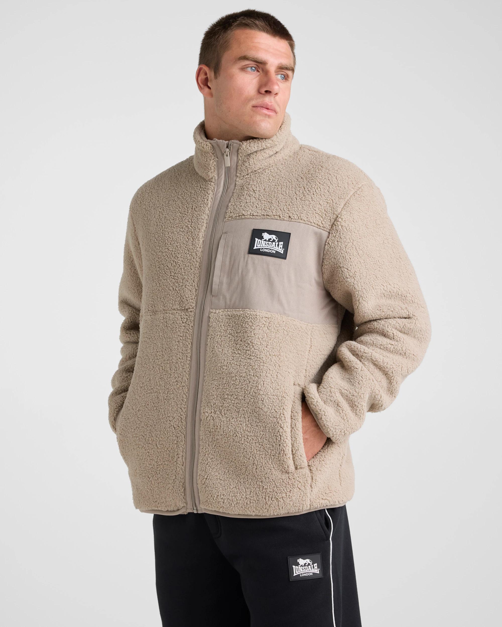 4 Lonsdale London Lonsdale Men’s Sherpa Zip Thru Jacket SAND, 4 of 5