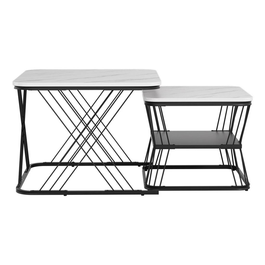 4 Artiss Nesting Coffee Table Set of 2 Marble Effect - Multi, 4 of 8