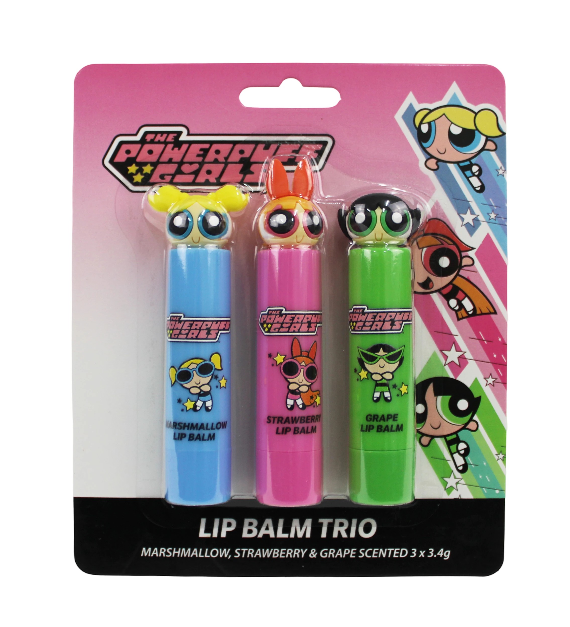 1 The Powerpuff Girls Tinted Lip Balm Trio - Marshmallow, Strawberry and Grape Scented, 1 of 4